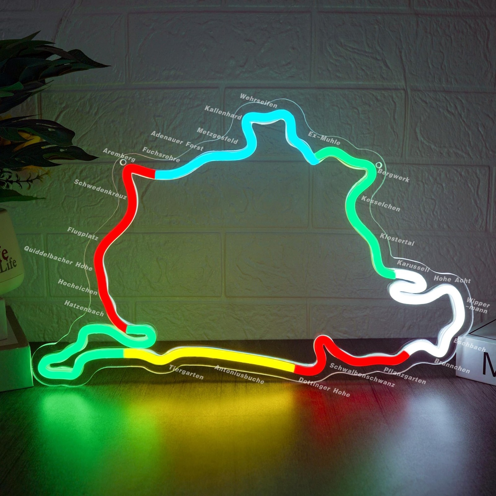 Nurburgring Wall Art Racing Track Neon Sign Dimmable LED Car Room Decor for B...