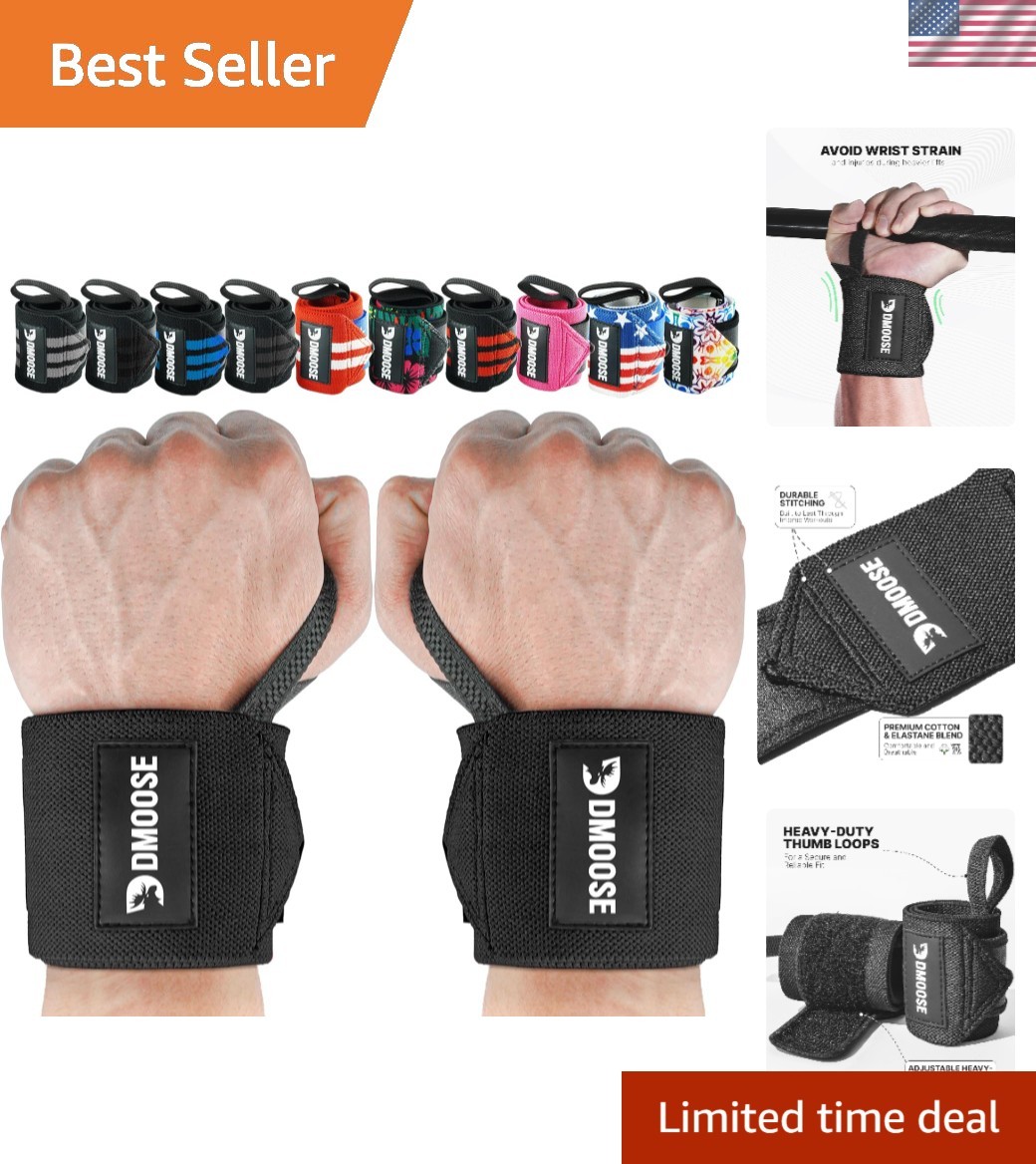 Unisex 18'' Gym Wrist Wraps with Thumb Loop - Pain Relief & Injury Prevention