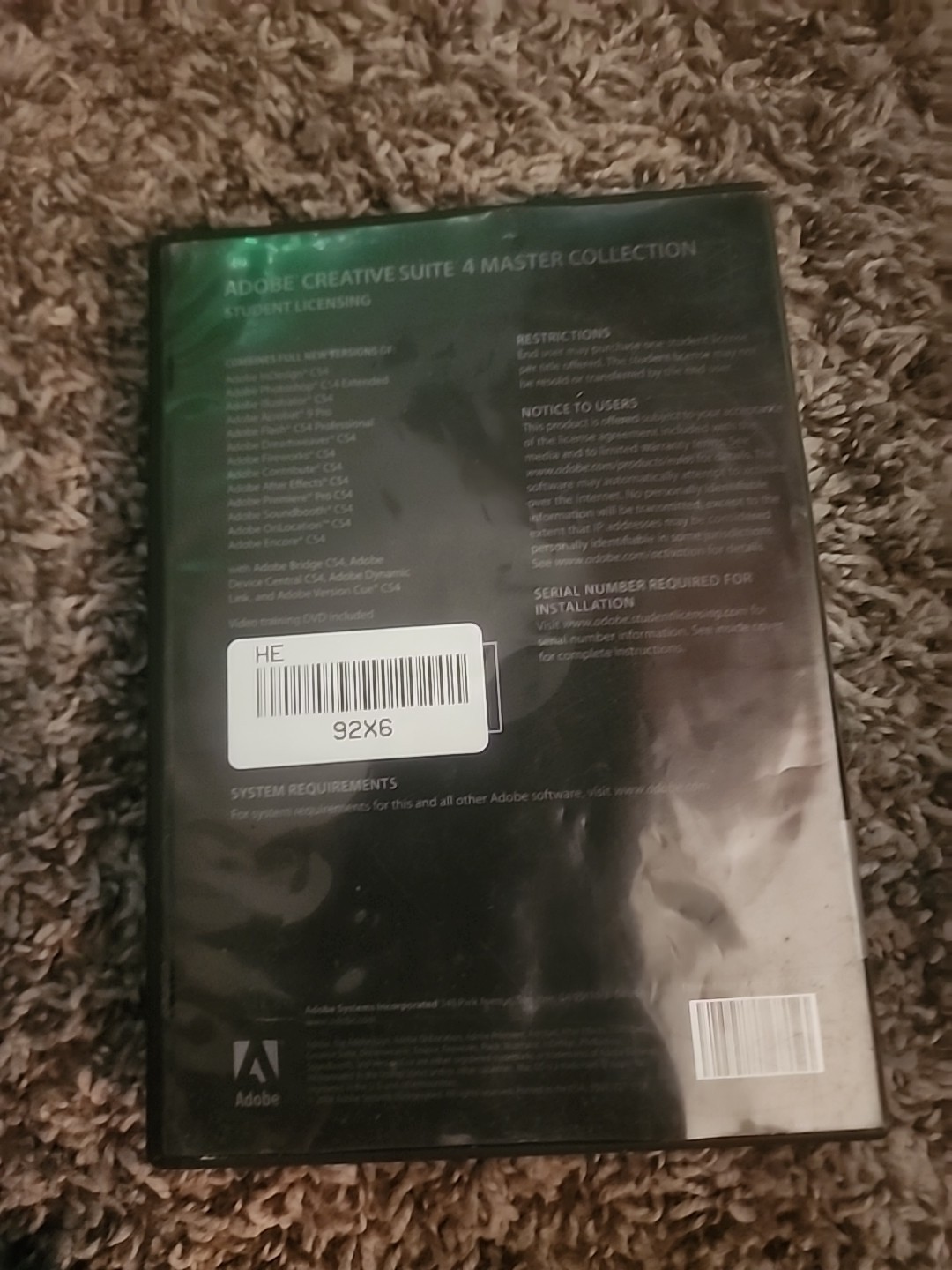 ADOBE CS4 CREATIVE SUITE 4 MASTER COLLECTION DVD Windows (Student Licensing)
