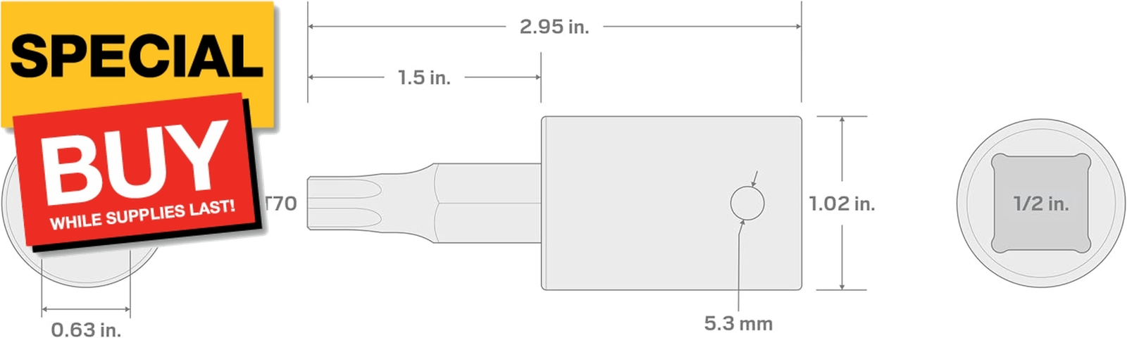 1/2 Inch Drive X T70 Torx Impact Bit Socket | SIB24270