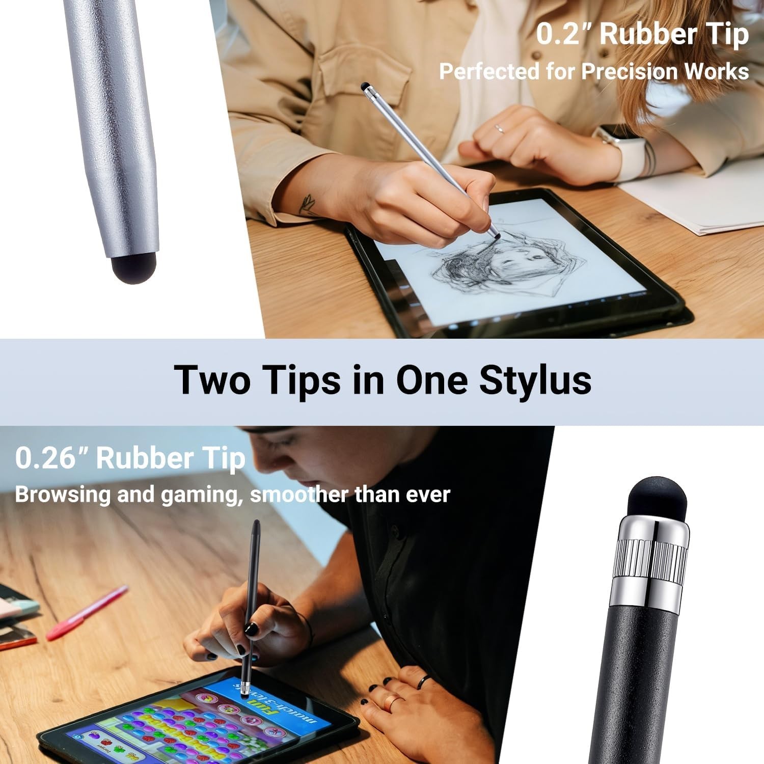 12-Pcs 2-in-1 High Precision Stylus Pen Set for iPad/iPhone/Android Devices