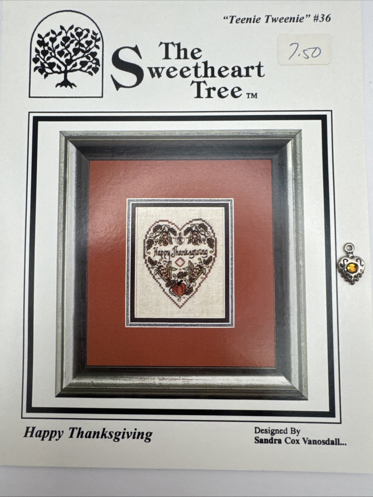 Sweetheart Tree Happy Thanksgiving Teenie Tweenie #36 Cross Stitch Pattern Charm
