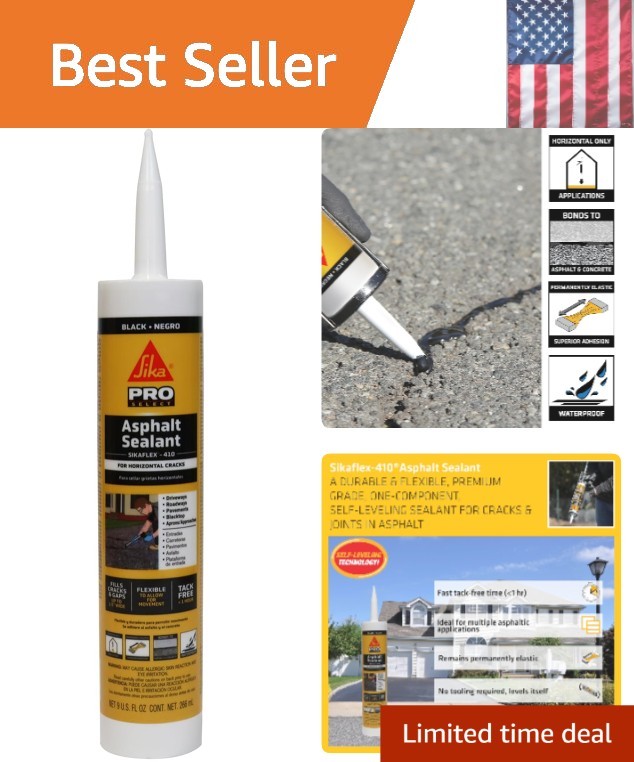 flex-410 Asphalt Sealant, Black, Self-Leveling Hybrid Sealant for Filling Cra...