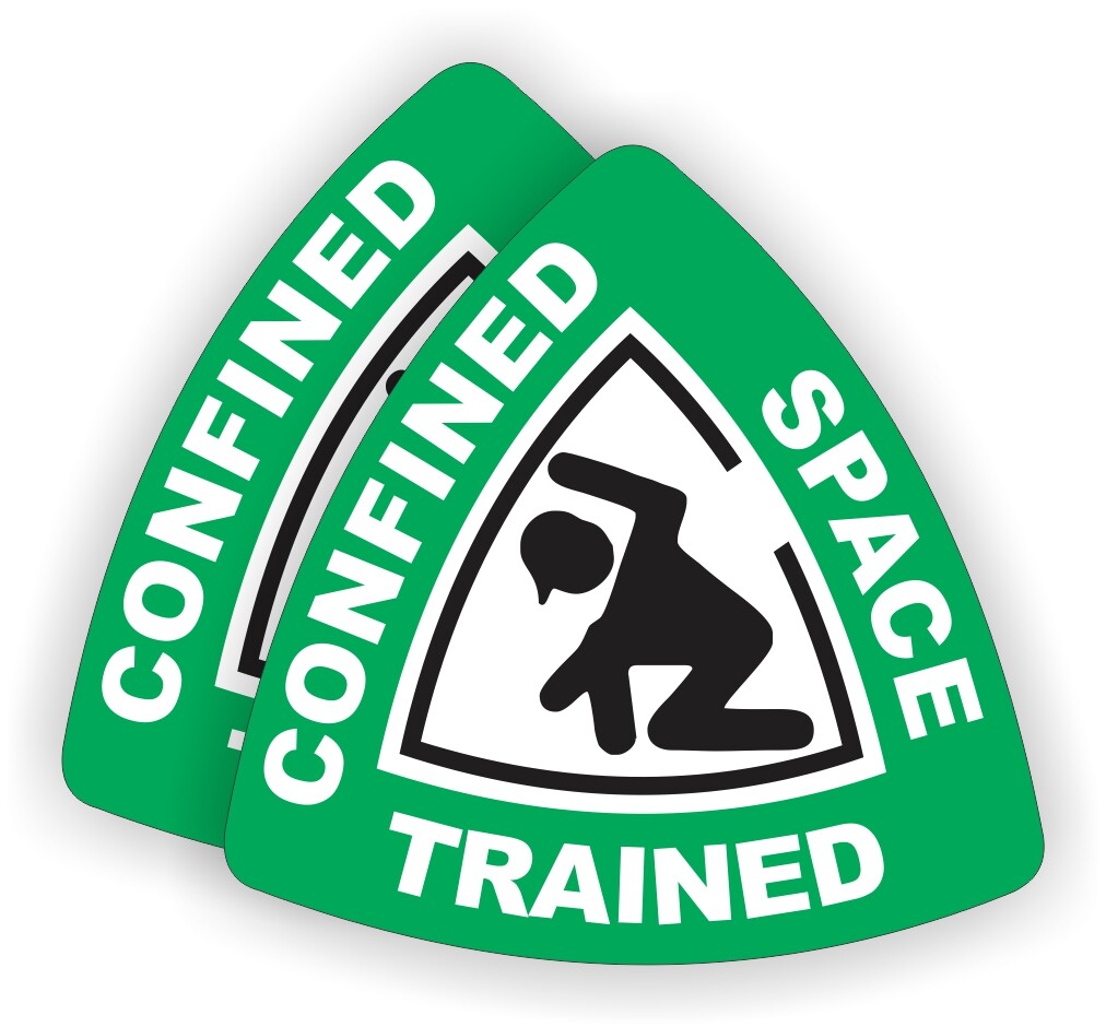 Confined Space Trained Hard Hat Stickers  Safety Helmet Decals Labels -GRN