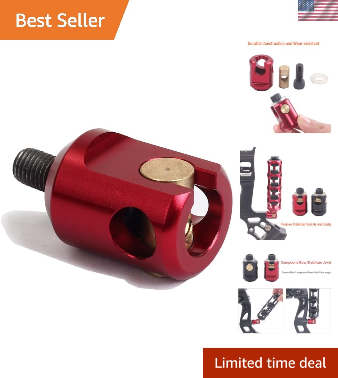 Adjustable Archery Stabilizer with Shock Absorber & Quick Disconnect