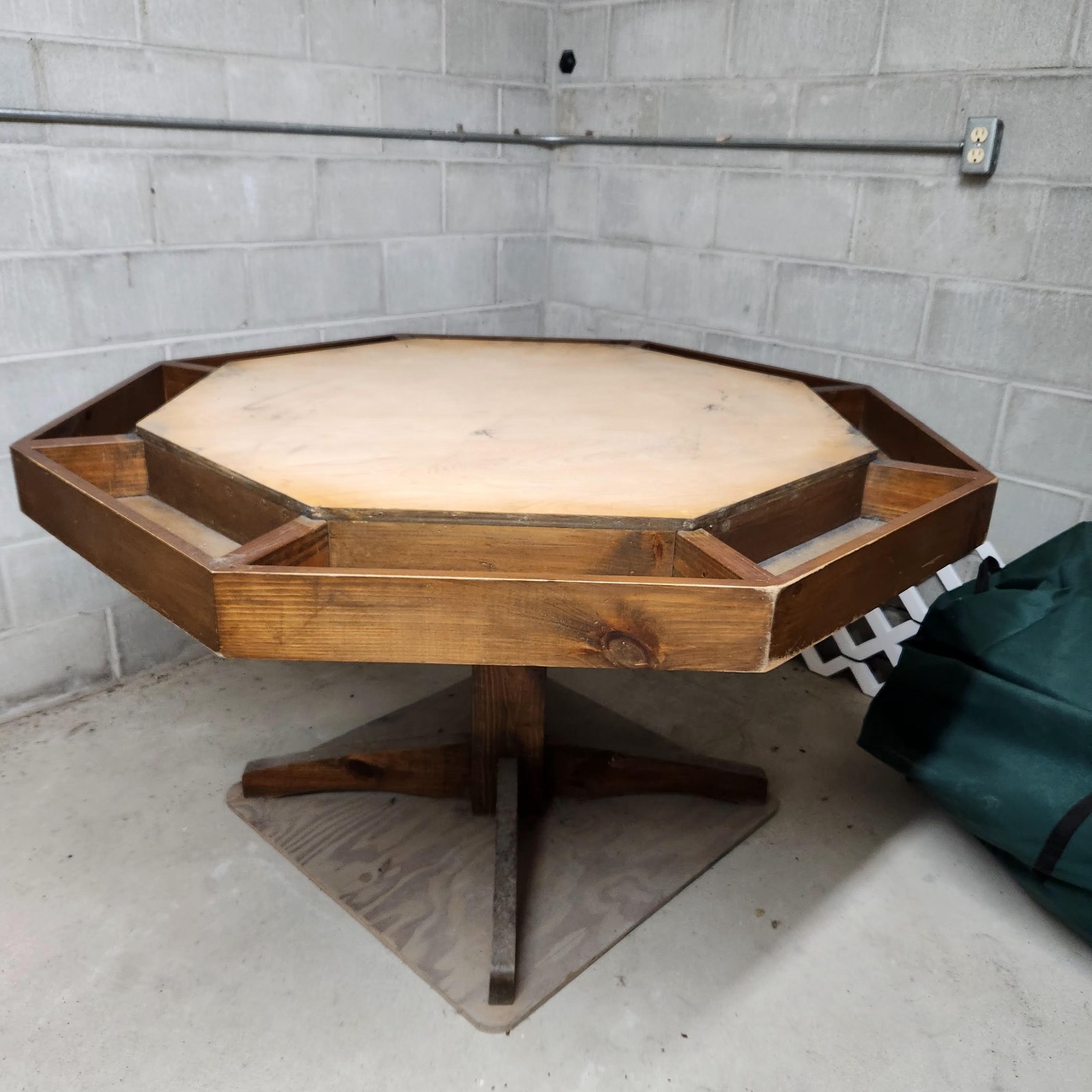 Custom Made Large Poker Table.  54" diameter.  Seats 6-8 people. Beautiful wood