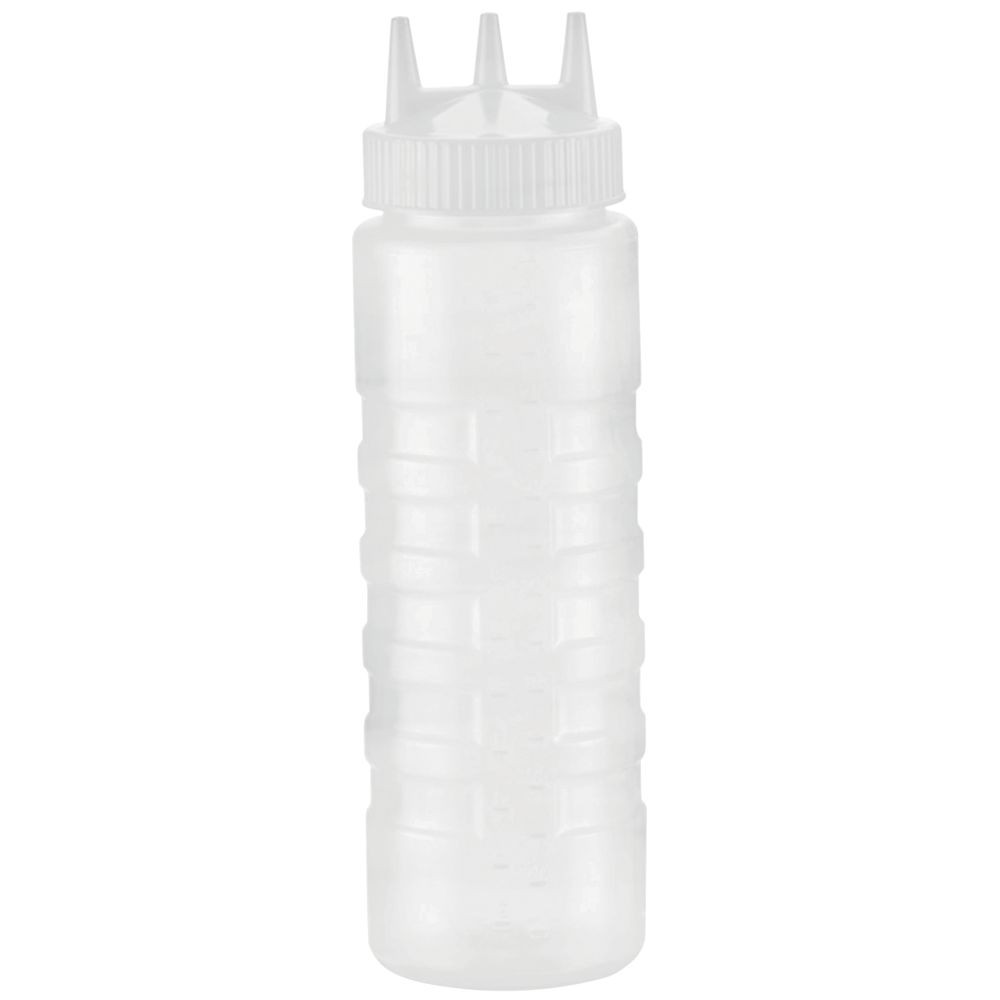 HUBERT Plastic Squeeze Bottle with White Tri Tip Top 24 oz Clear