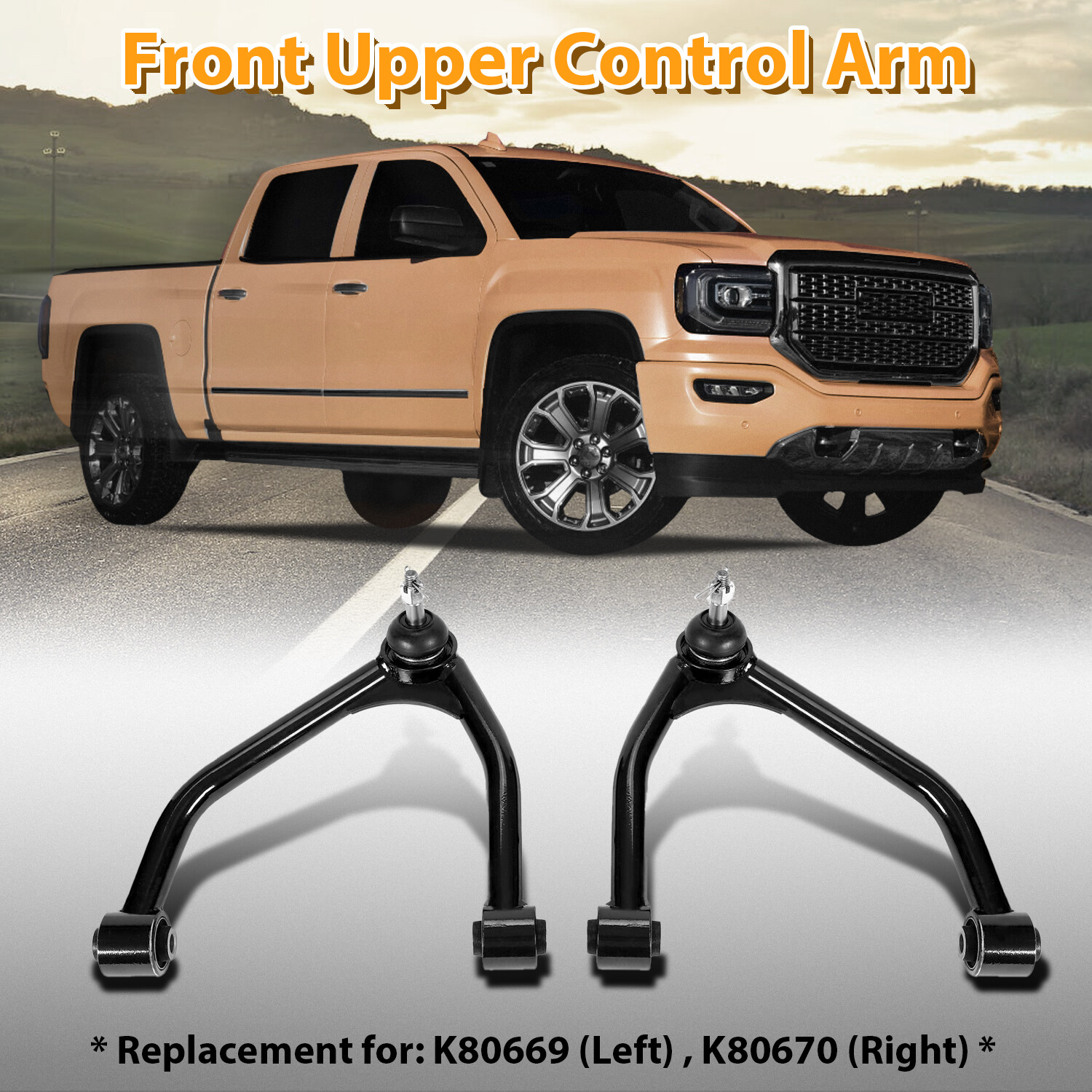 2-4" Lift Front Upper Control Arms for 2007-2018 Silverado Sierra 2WD 4WD STEEL