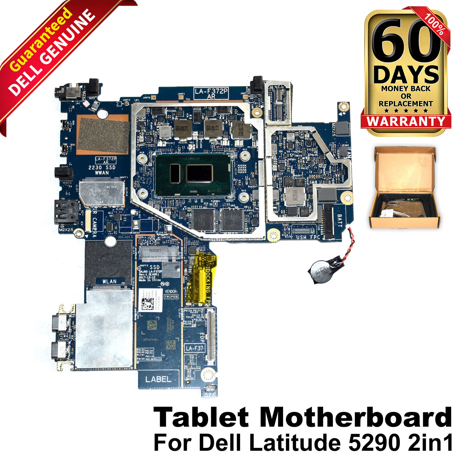 Dell Latitude 5290 2-in-1 Tablet Motherboard i7-8650U 16GB RAM LA-F372P 3VWJK