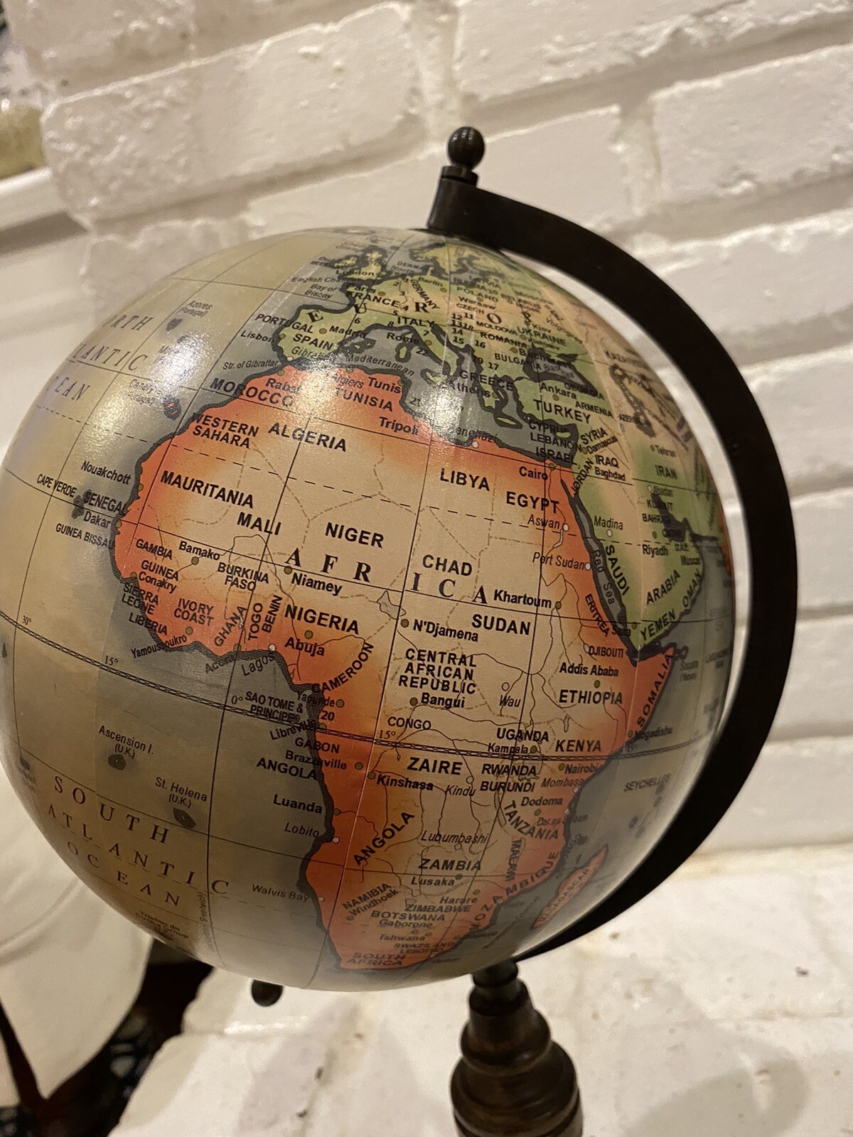 Vintage Small World Table Globe 15.5”