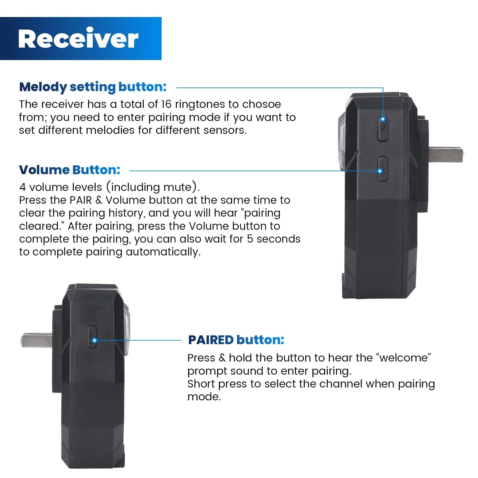 Wireless Solar Driveway Alarm System - Weatherproof Motion Sensor Detector, 1/2
