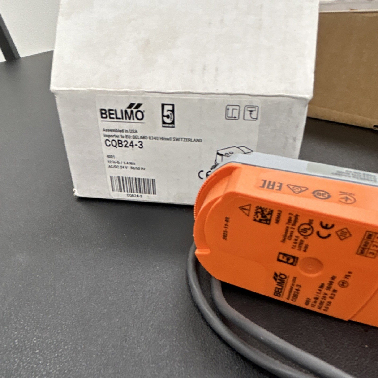 Belimo CQB24-3 Damper Actuator 24V 12 in Height HVAC MPN CQB24-3 Orange
