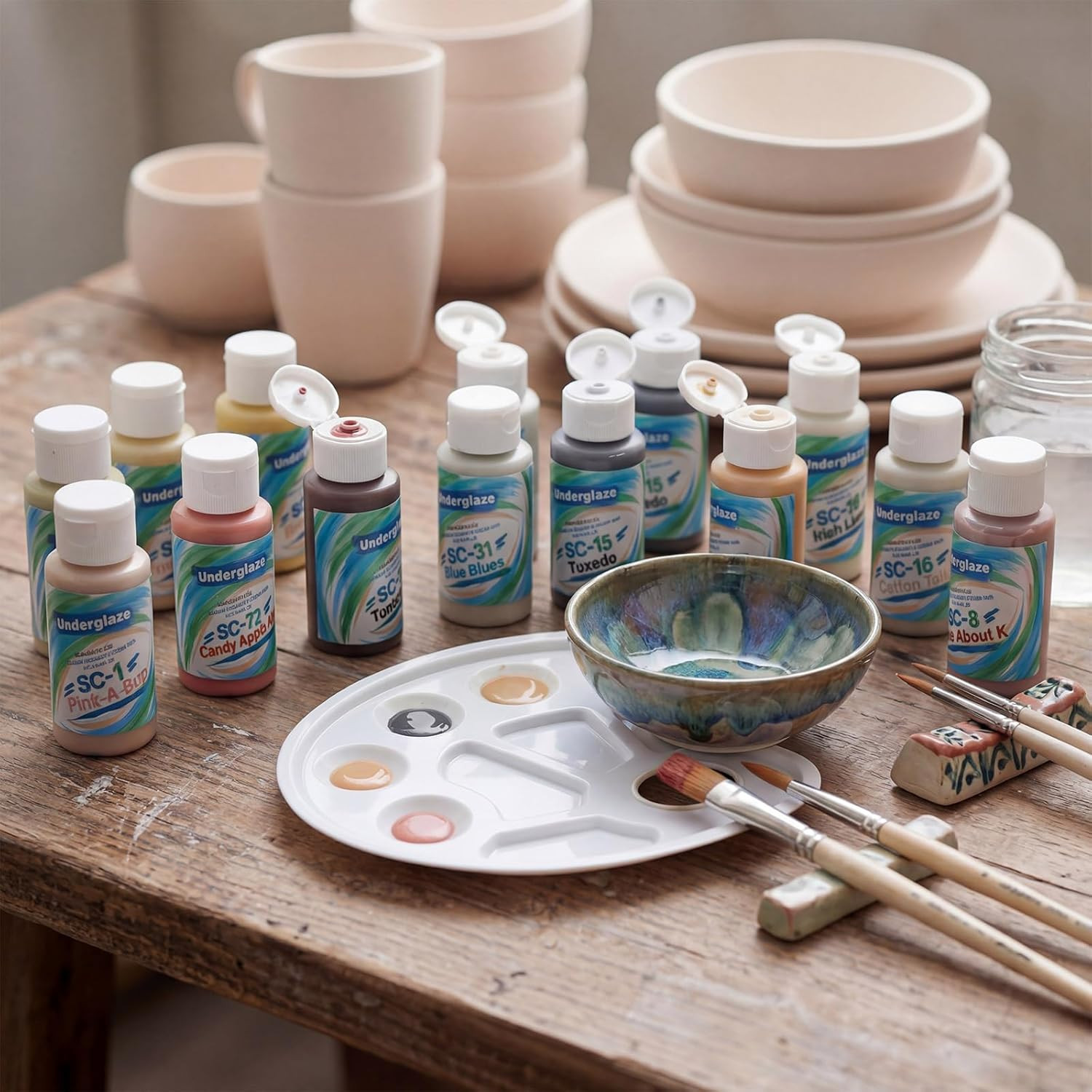 12 Assorted 2 Oz Underglaze Set Creative Ceramic Glaze Application Kit Glaze Cer