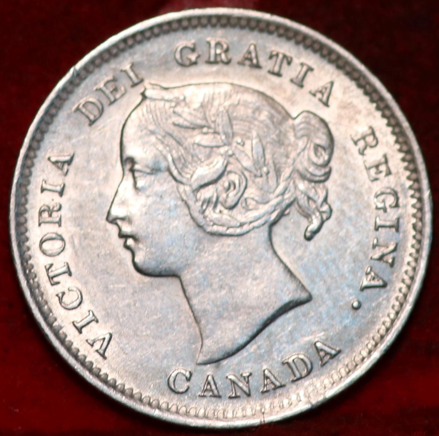 🇨🇦 Uncirculated 1899 Queen Victoria 5 Cents Silver Coin Canada