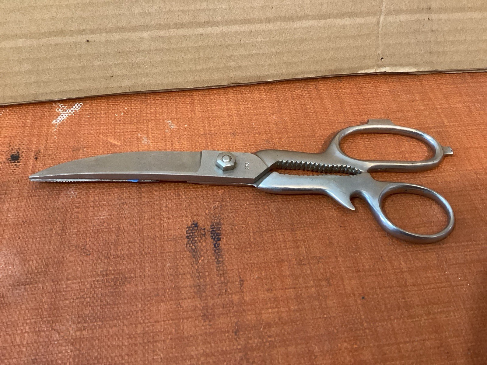 Vintage Scissors Chrome 8in Take Apart Serrated Kitchen Shears Italy Used