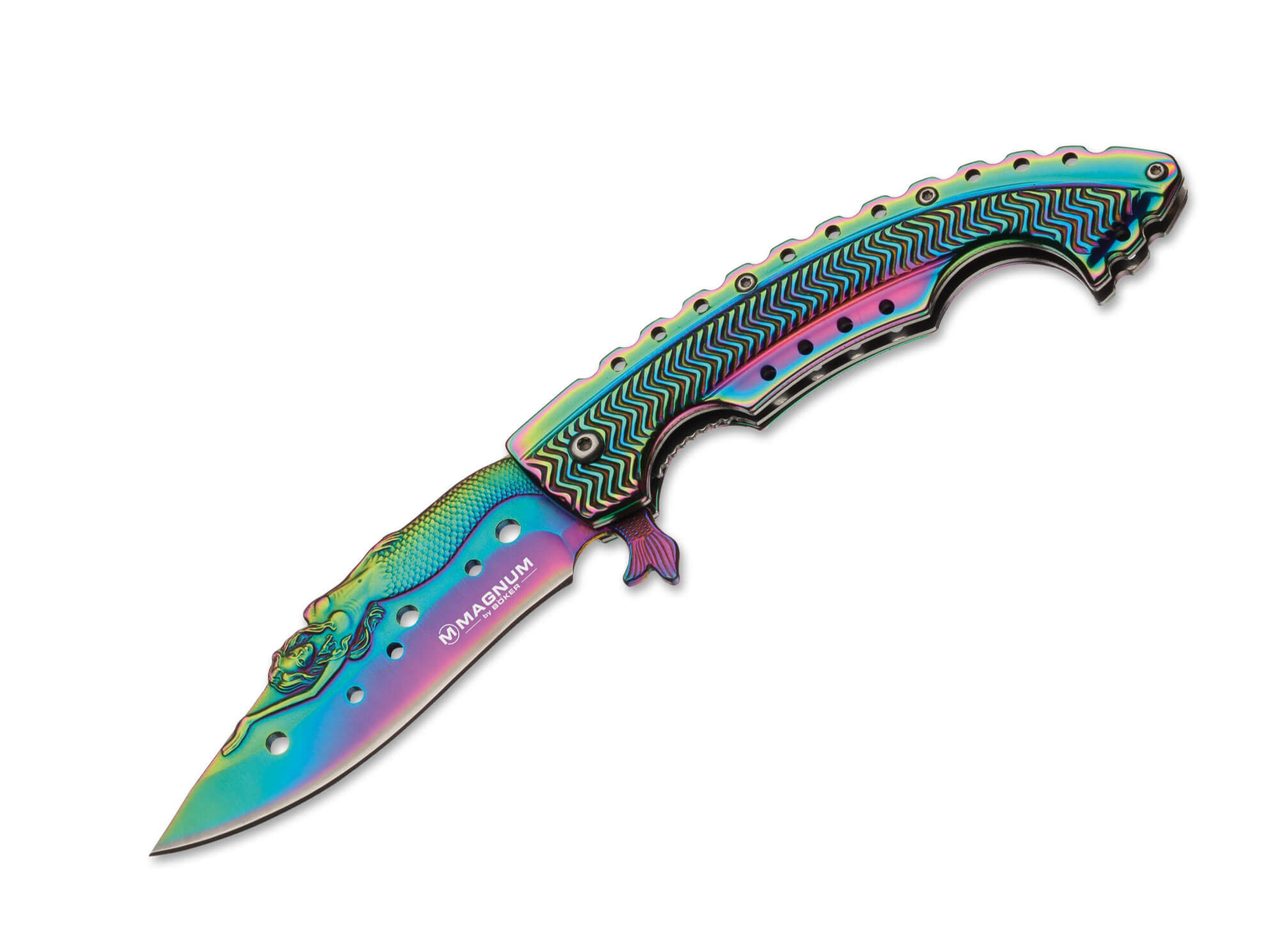 Magnum Rainbow Mermaid Folding Knife 3.74" Blade 440A Liner Lock - 01LG318