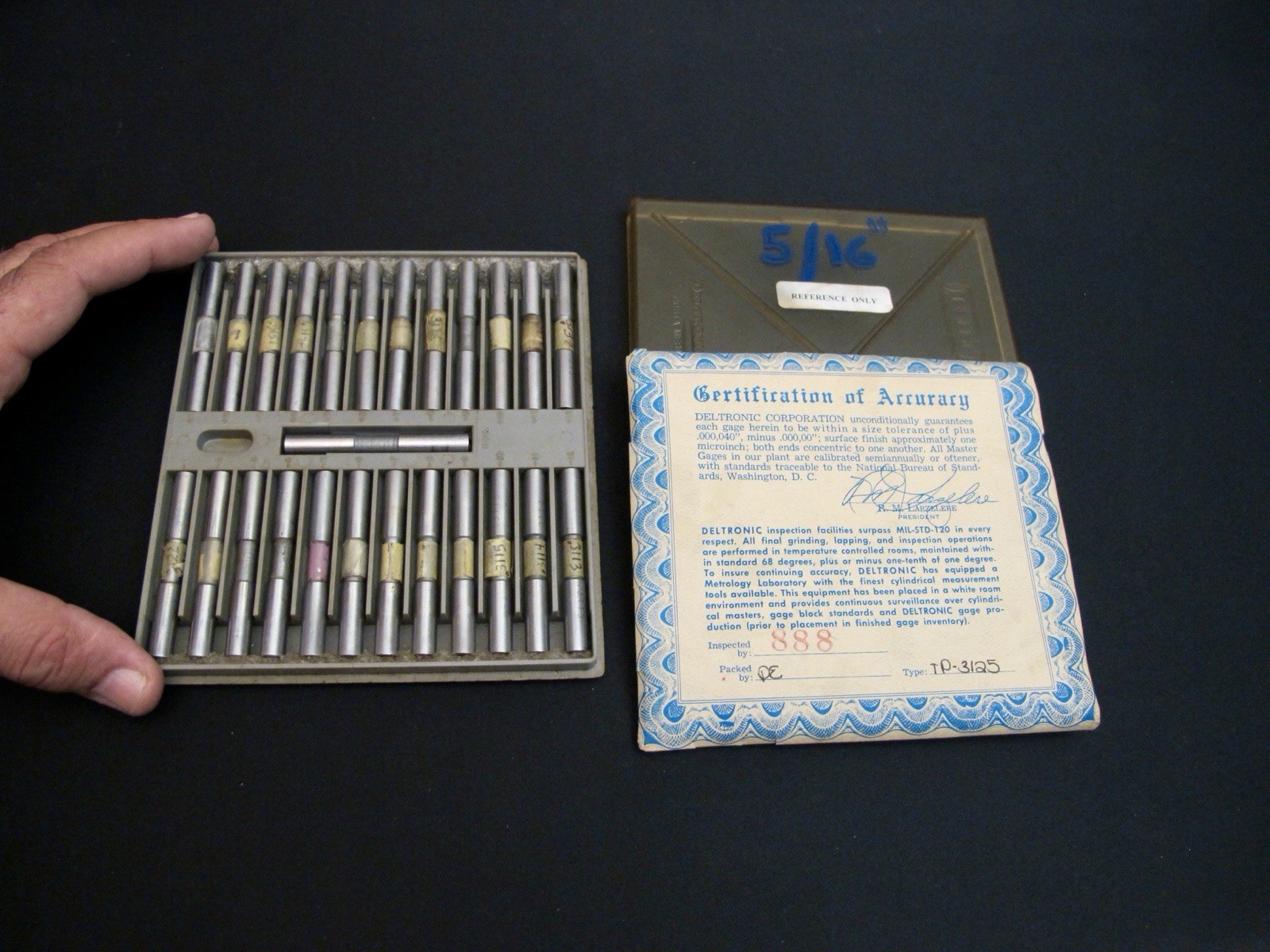 Deltronic 5/16" Tenth Plug Gauge Set TP-3125 Class X Pin Gage Complete w/ Cert