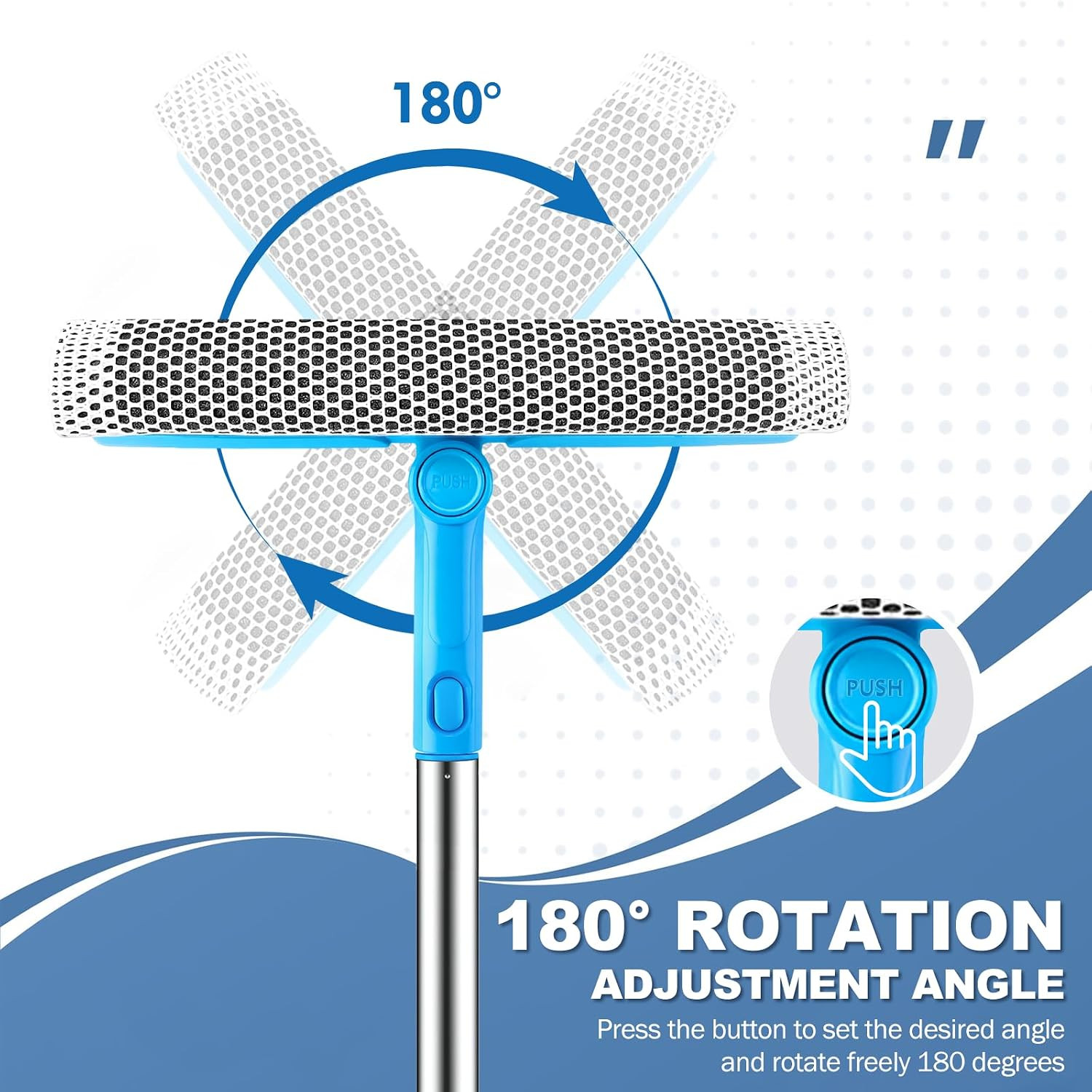 Window Squeegee 2 in 1 Window Cleaner Tool with 57In Extension Pole |