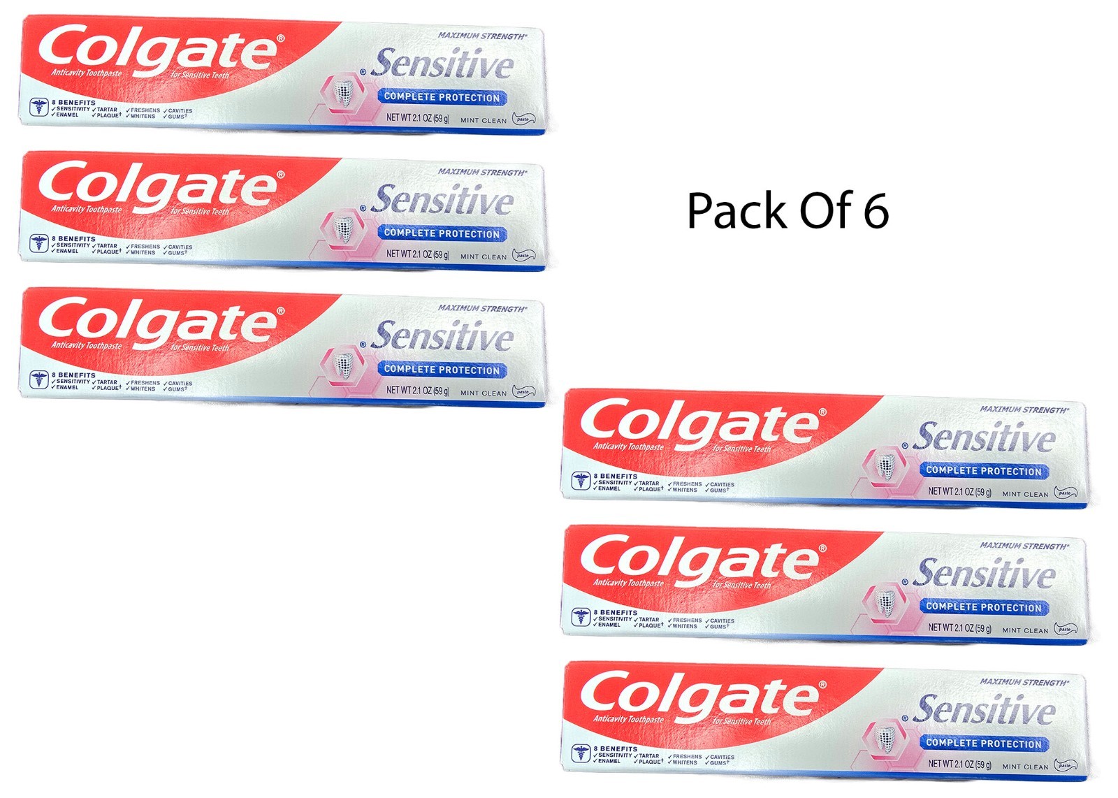 Colgate Sensitive Complete Protection Mint Toothpaste 2.1 oz Exp 04/26 Pack of 6