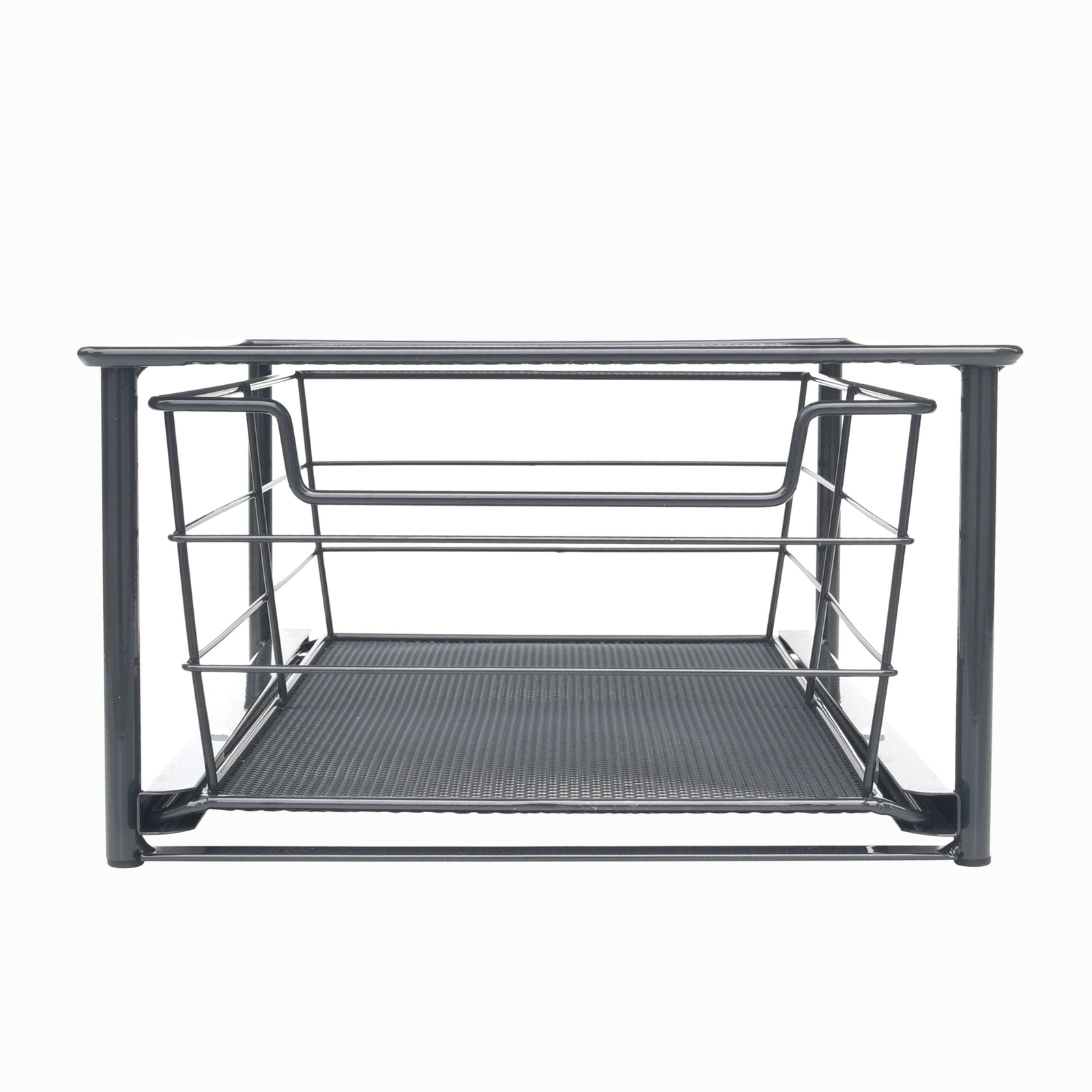 (2 pack) Small Stackable Slide-Out Drawer Organizer, Black