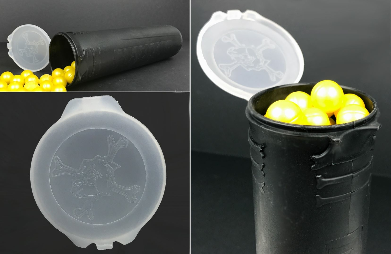 Maddog 150 Round BONES Paintball Pod - Black - 6 Pack