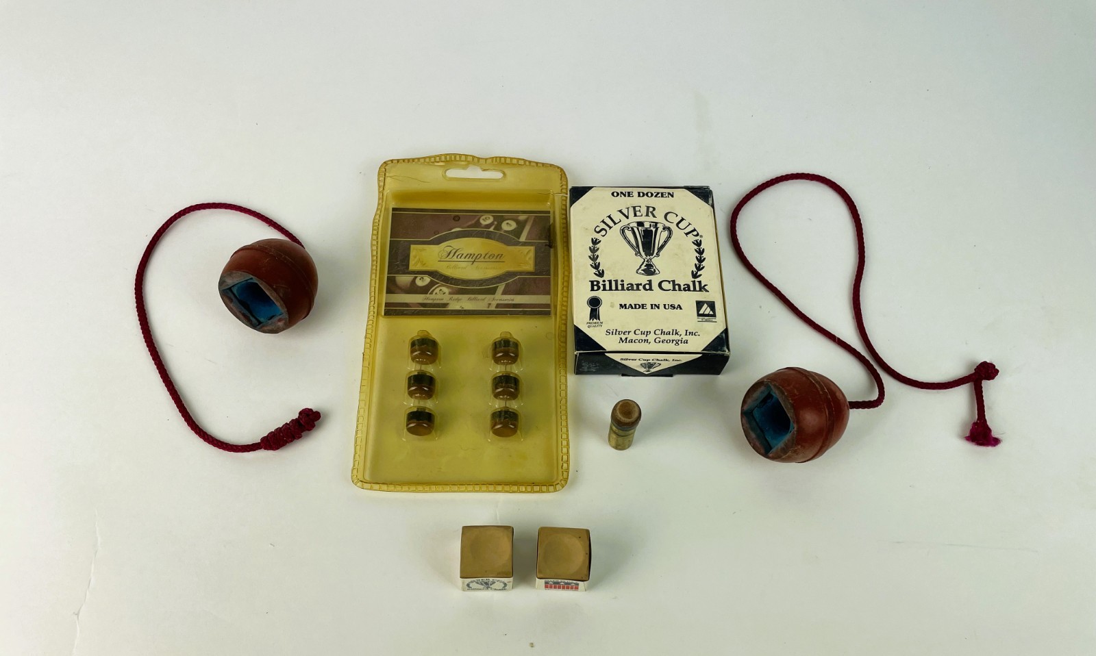 VTG Hampton Silver Cup Billiards Pool Tips Chalk Accessories as shown