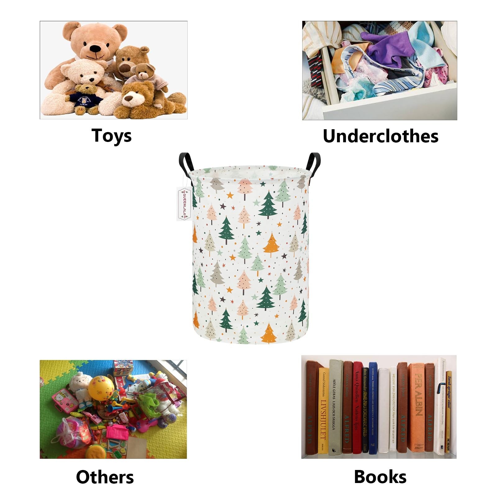 QUEENLALA storage basket, pine tree, 19.7"H