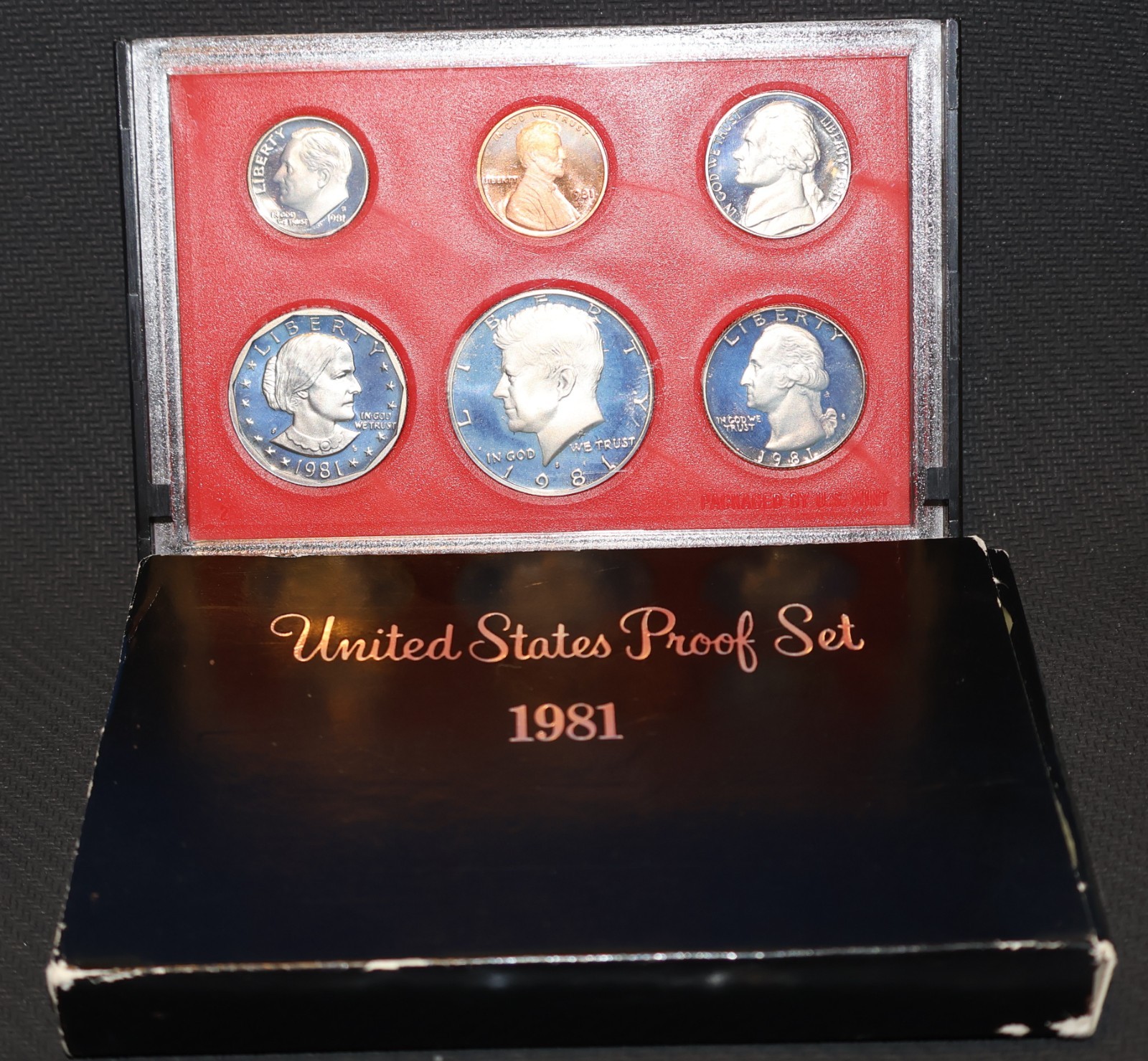 1981 Proof set with Type 2 dime and quarter. All other coins Type 1.