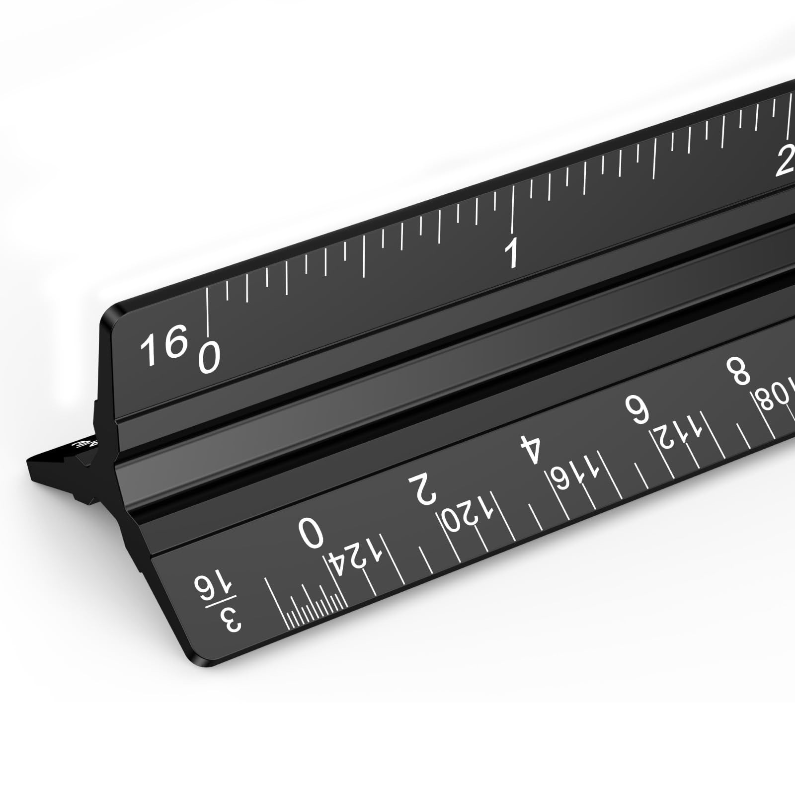 12 Inch Aluminum Architectural Scale Ruler, Architect Ruler Black