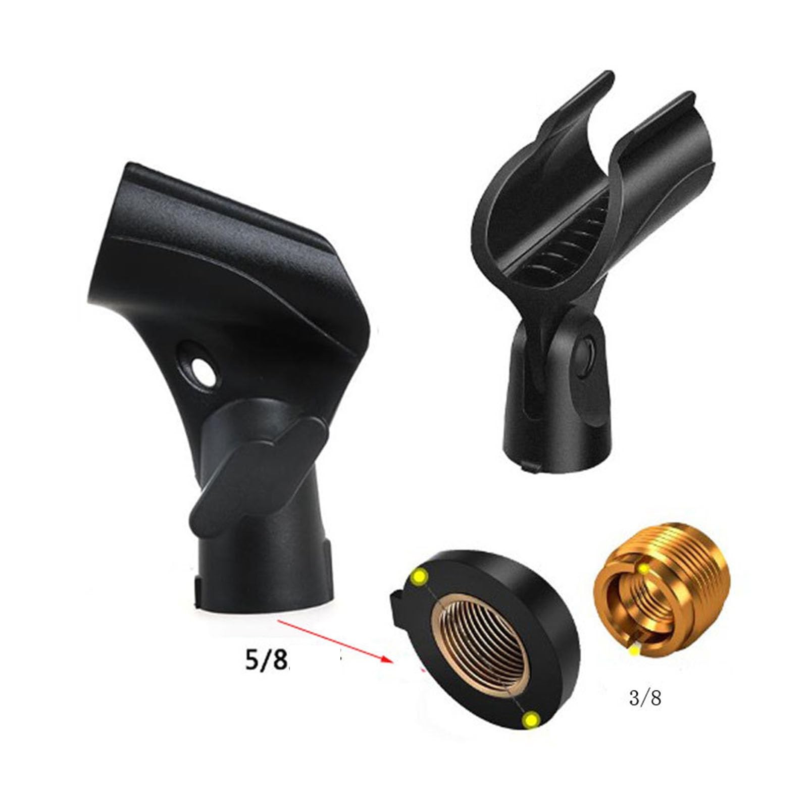 2 Pcs Universal Microphone Clip, Adjustable Mic Clip Holder for Black