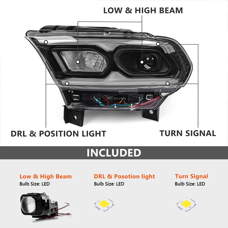 Black Full LED Projector Headlight For Dodge Durango 2021-2024 DriverLeft
