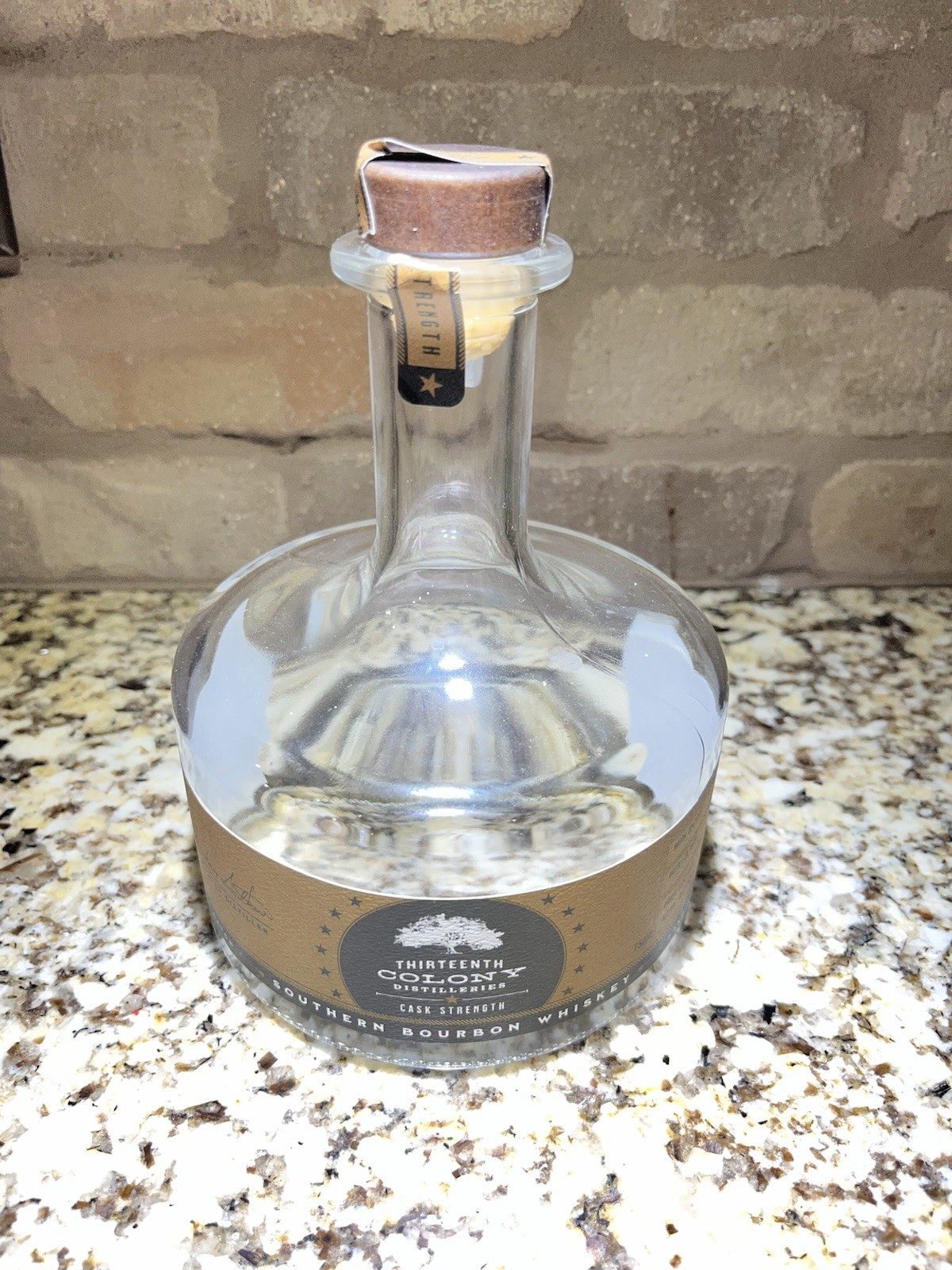Thirteenth Colony Cask Strength Bourbon Whiskey Empty Bottle
