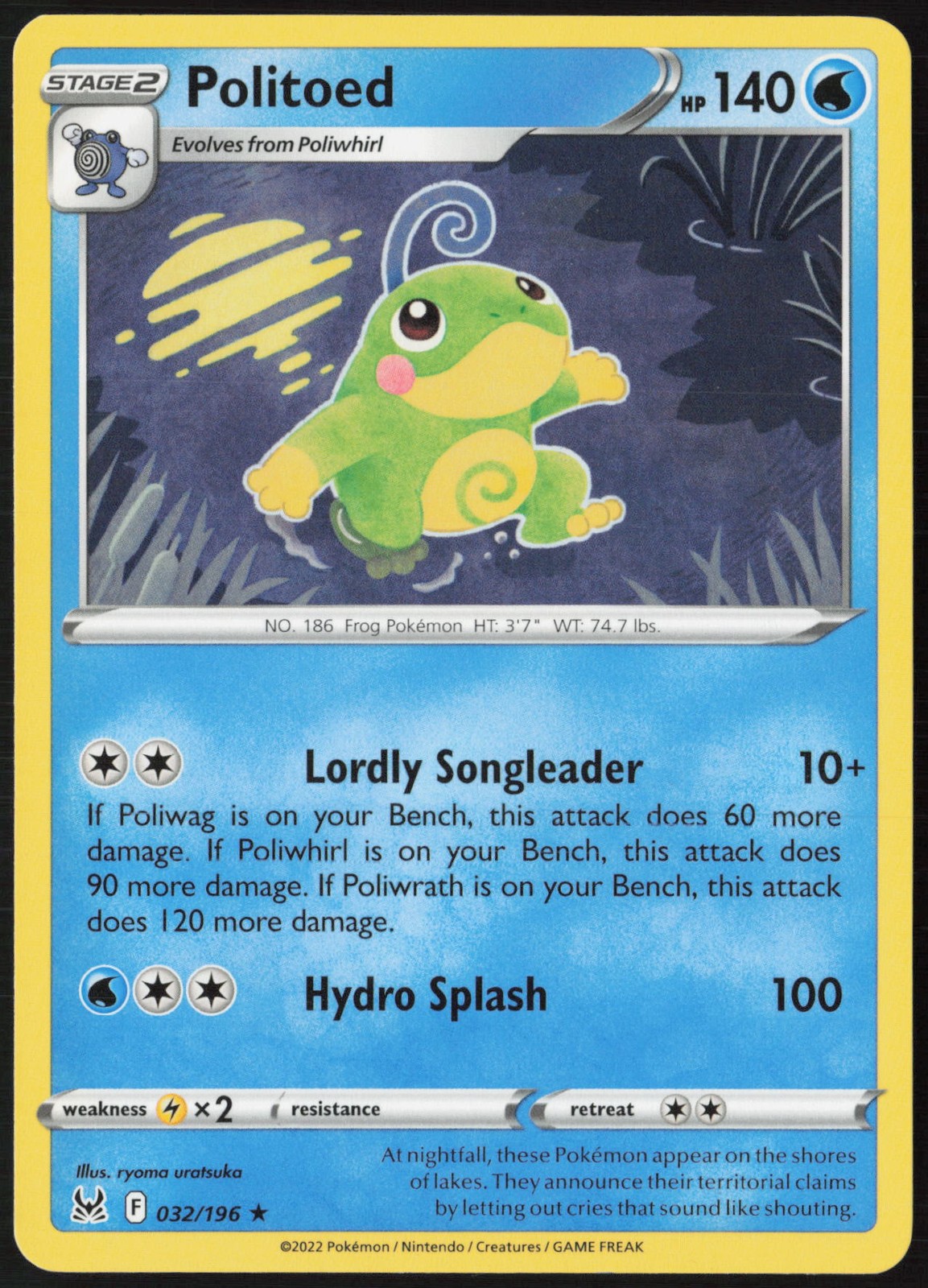 Politoed Normal 032/196 SWSH11: Lost Origin NM