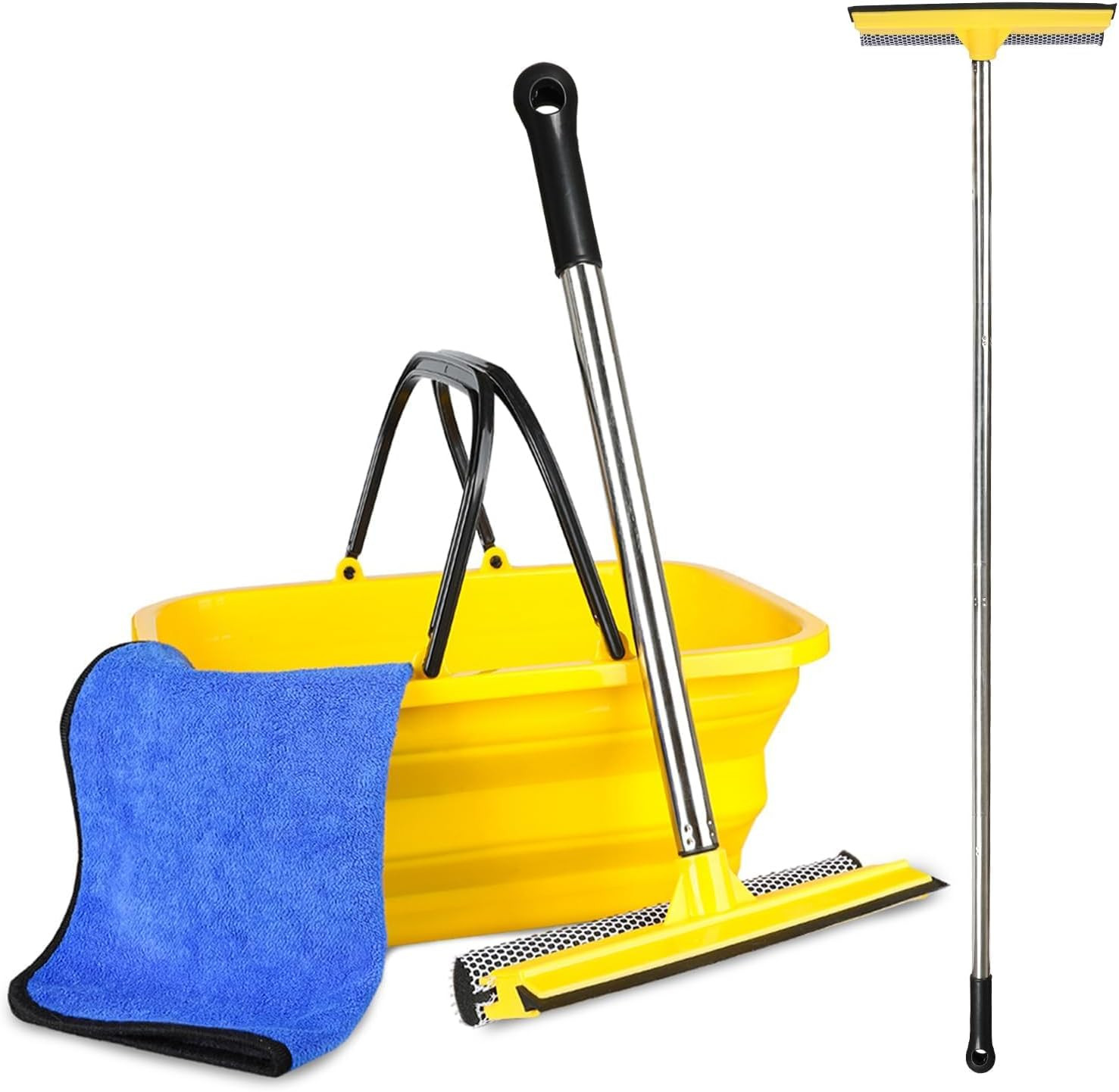Car Wash Kit with 10 L Bucket, 56-Inch Windshield Squeegee | Squeegee & 10L Buck
