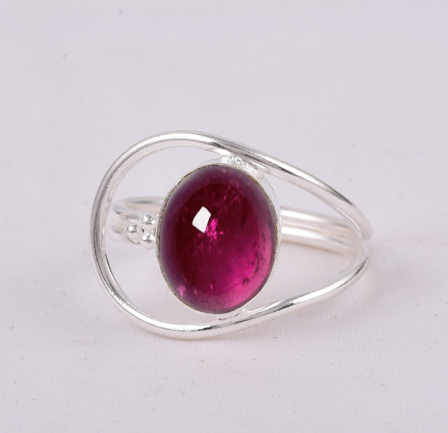 Pink Tourmaline Ring, Natural Gemstone Handmade 925 Sterling Silver Ring Gift