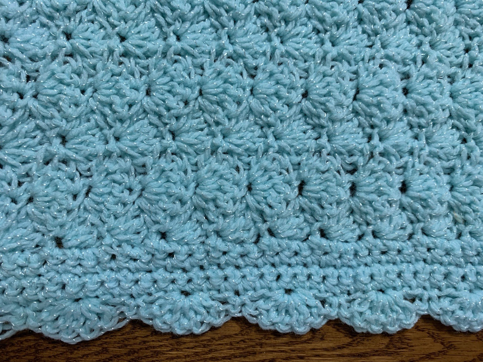 Handmade Crocheted Baby Blanket & Hat - Aqua Shells