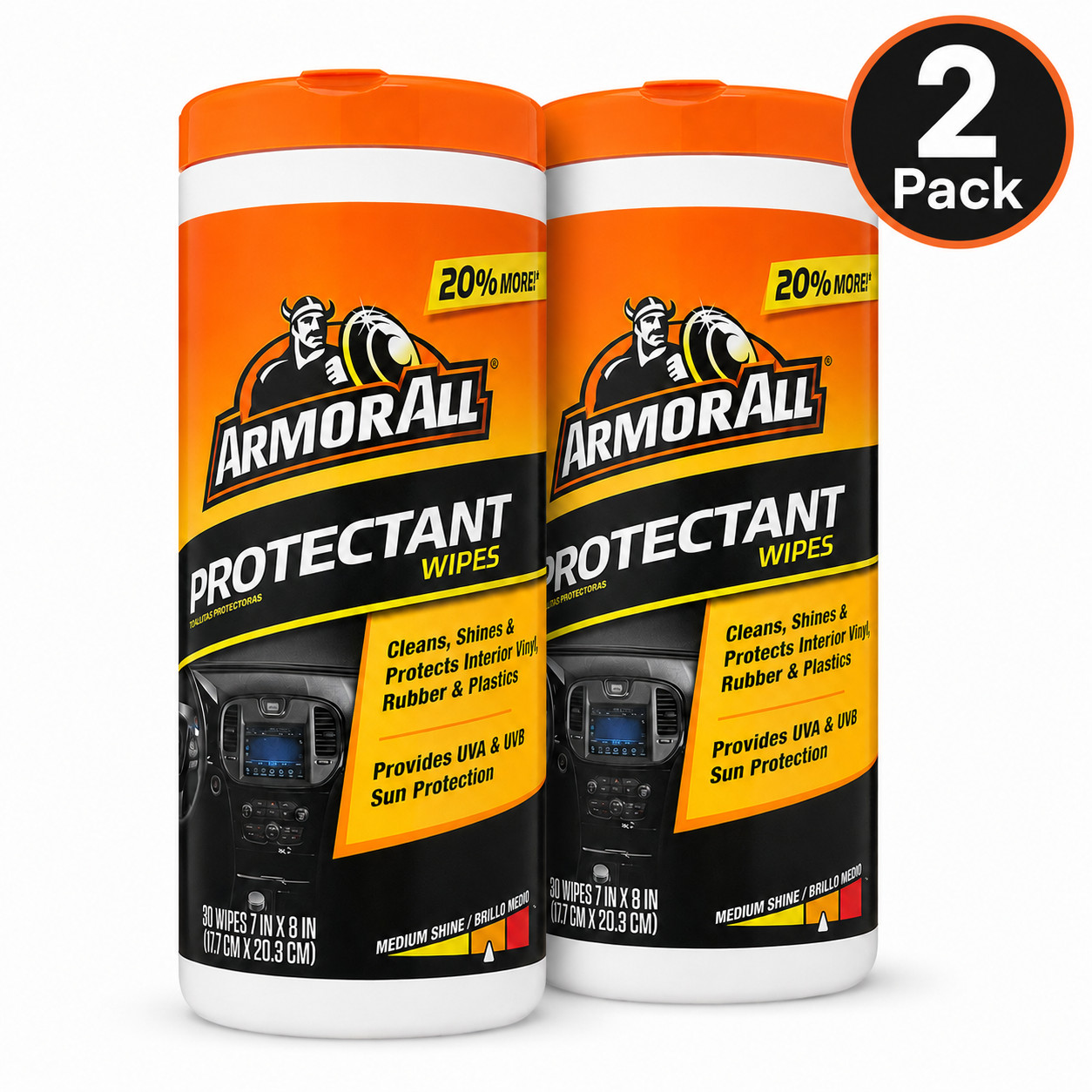 Armor All Protectant Wipes 30 Count Interior Vinyl Rubber Plastic UV Protection