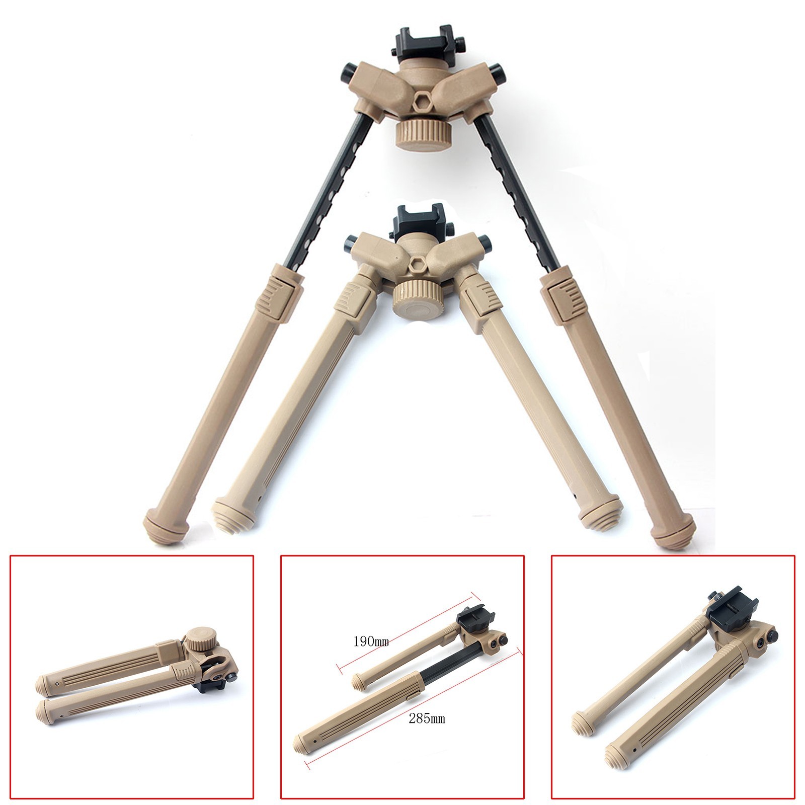 Adjustable 7.5-10.6'' Rifle Bipod W/ 20mm Picatinny Rail Mount Aluminum Polymer