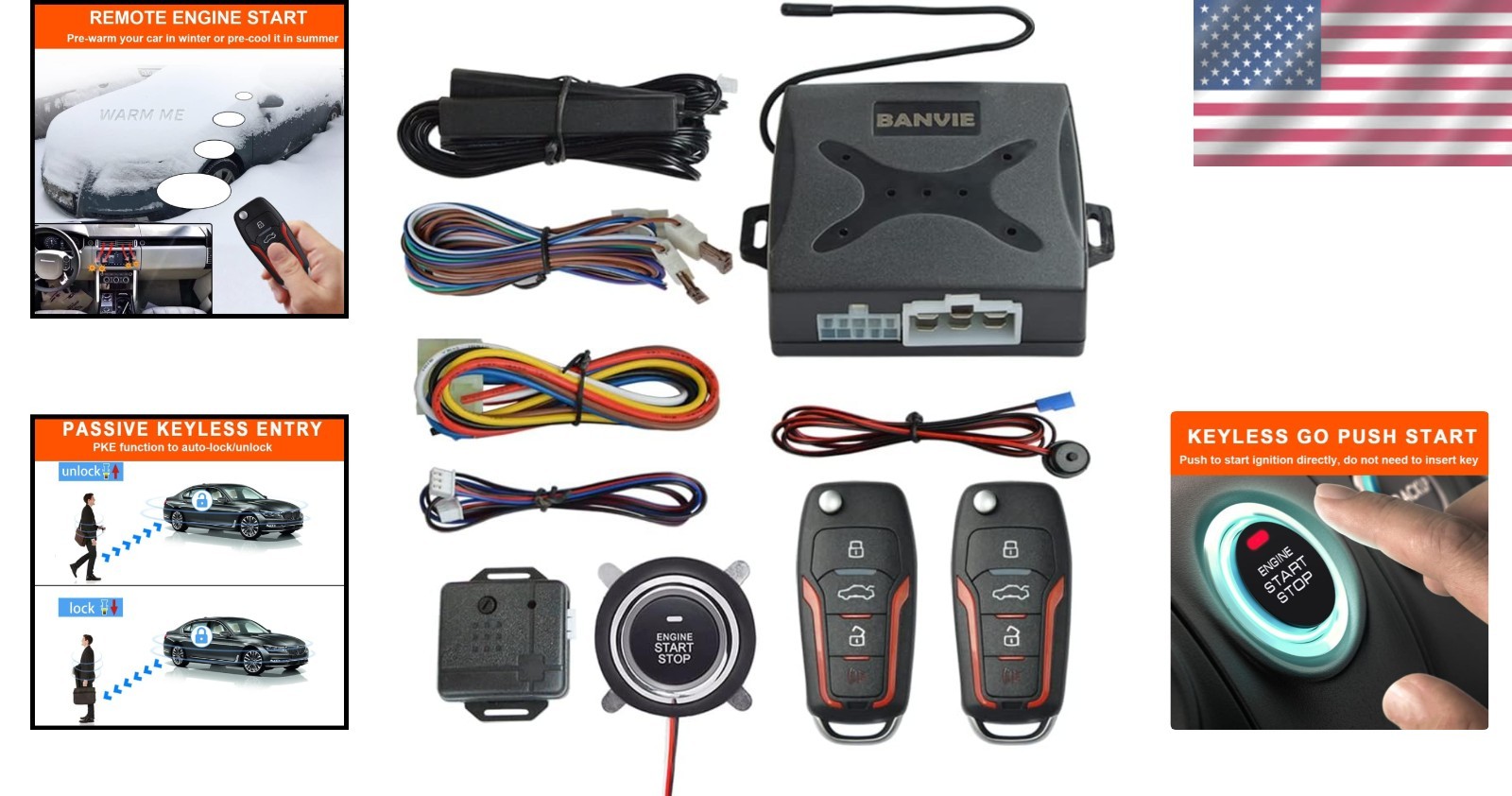 Push to Start Ignition Kit with Passive Keyless Entry