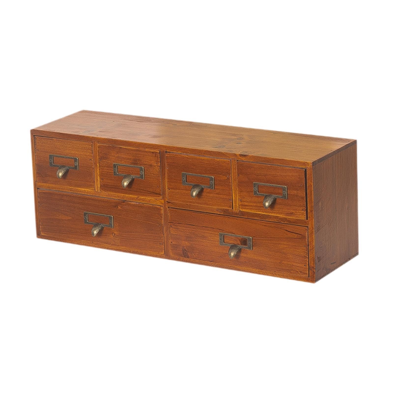 6 Drawer Desk Organizer Wooden Storage Box Photo Storage Box Dresser Wood