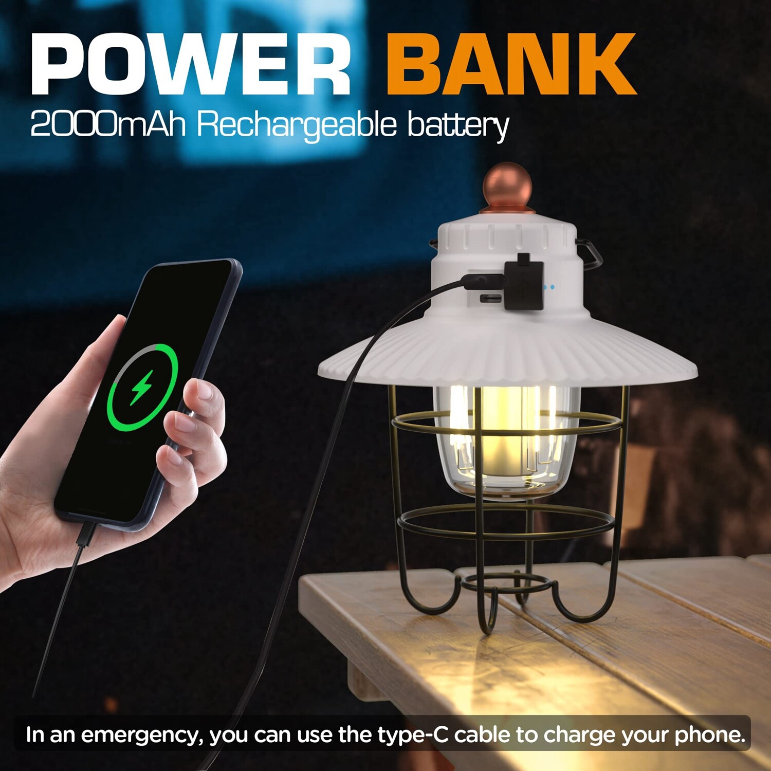 EverBrite 2PACK LED Camping Lantern USB C Rechargeable Lantern with 3 Light Mode