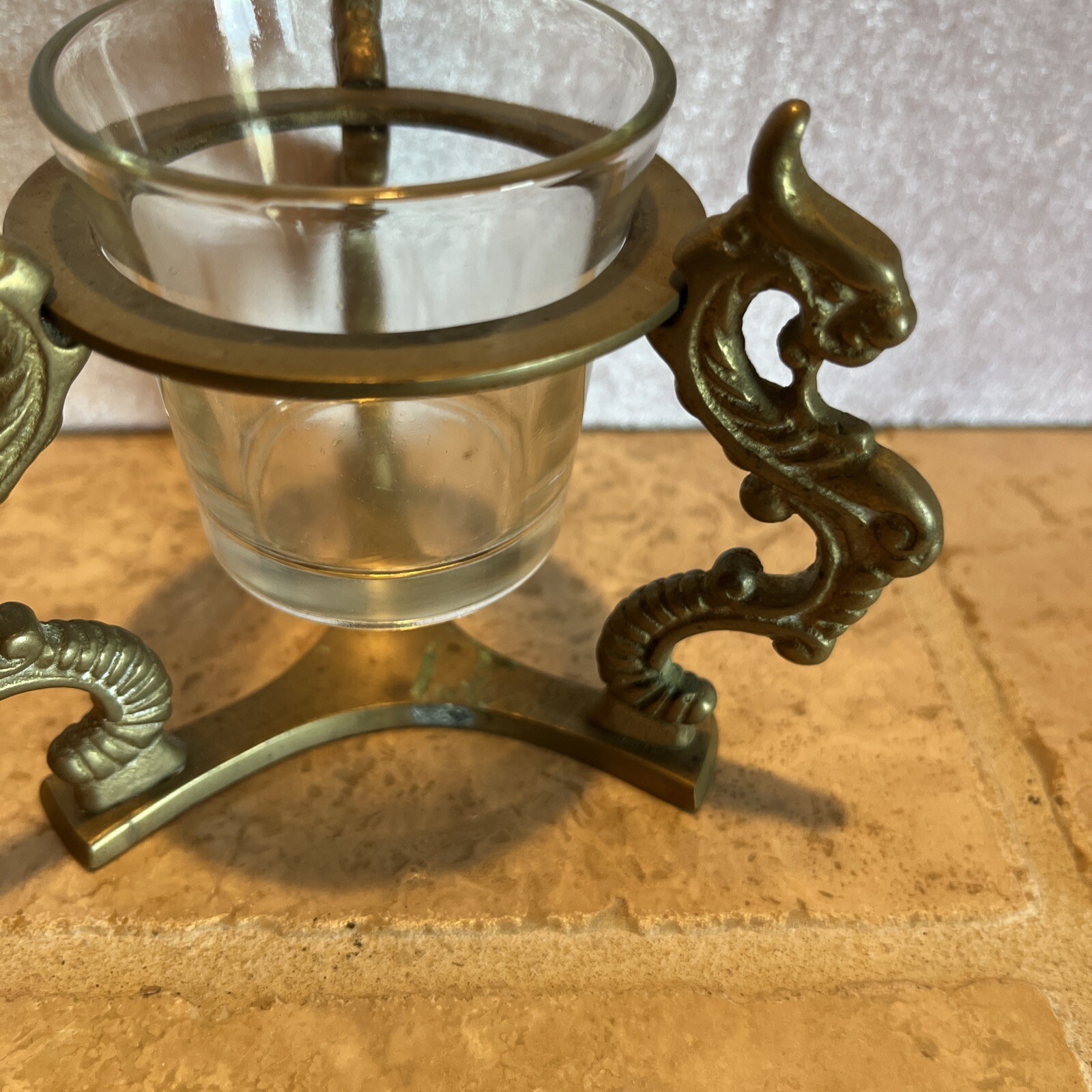 Sphere Brass Dragon Stand Mythical candle or globe