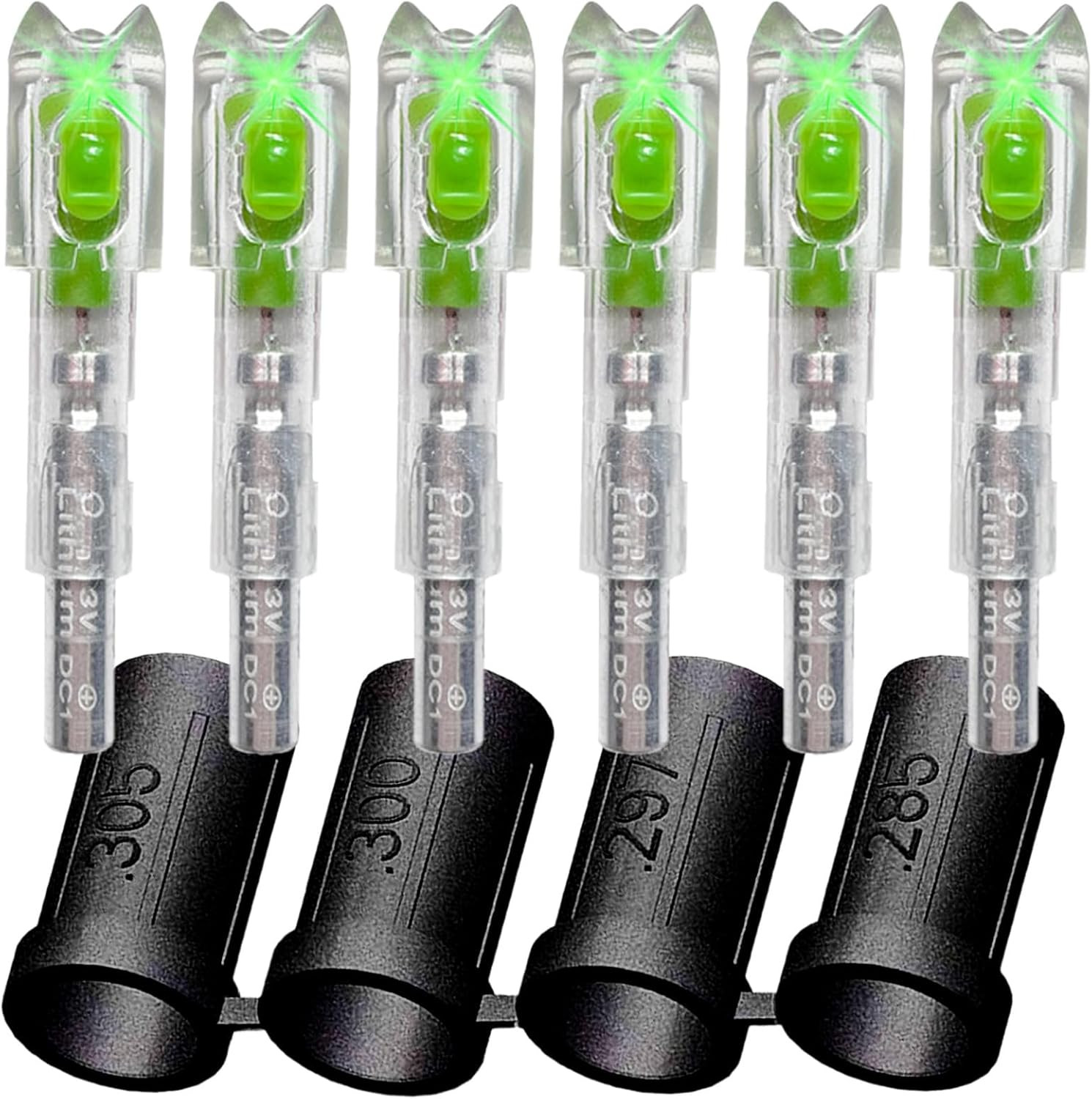 6-Pcs Crossbow Bolts Lighted Nocks Lights Up Automatically with Bushings for (.2
