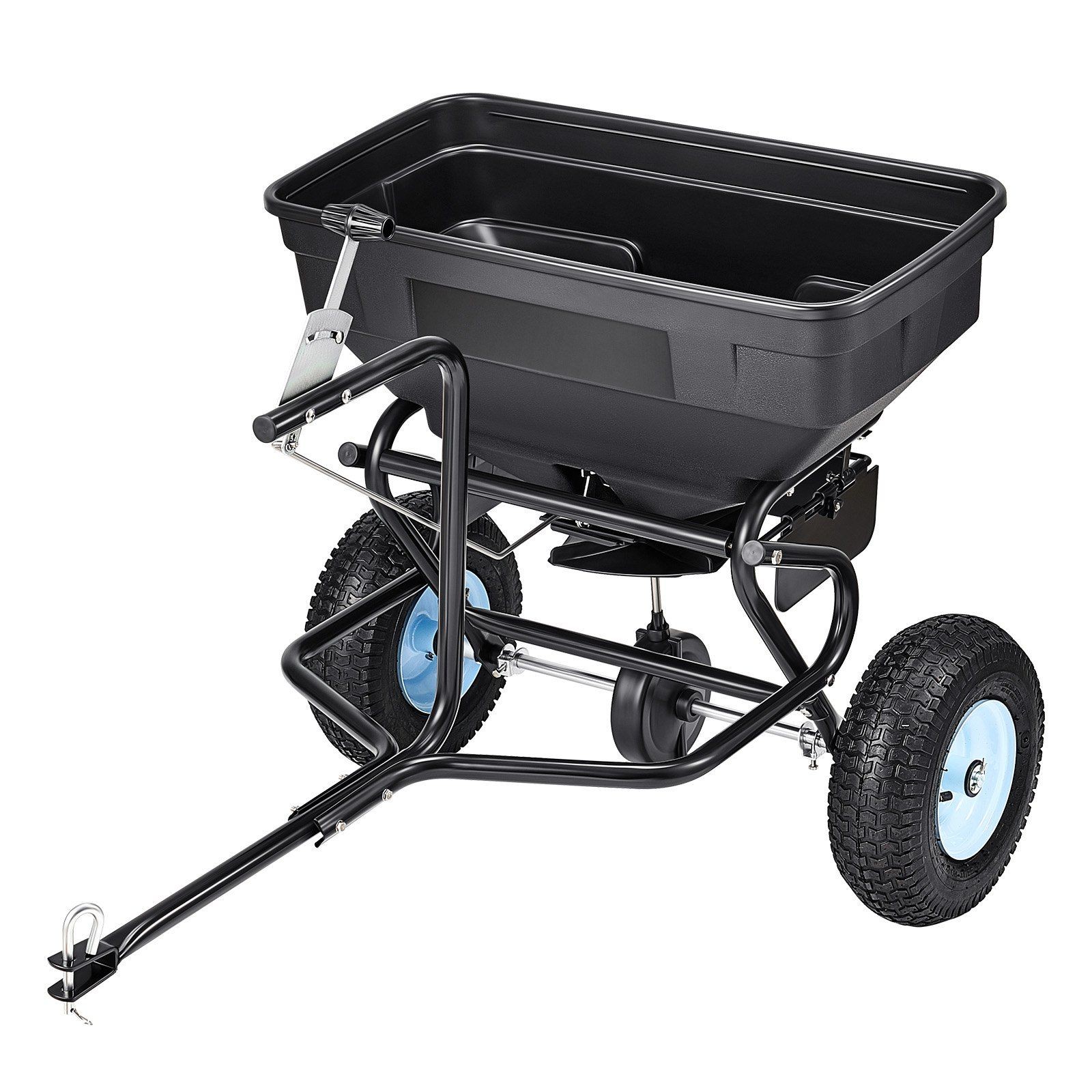 130lb Tow-Behind Spreader: Aluminum Gears, 13" Tires, UV-Resistant Powder Coat