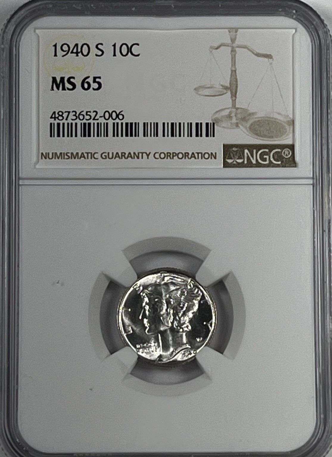 1940-S Mercury Dime : NGC MS65