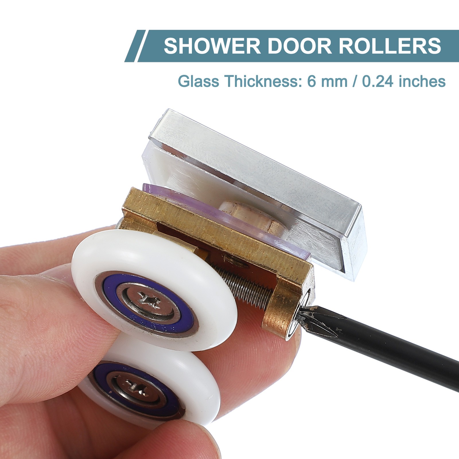 2Pcs 26mm Double Shower Door Rollers Copper Top Wheels Copper Tone
