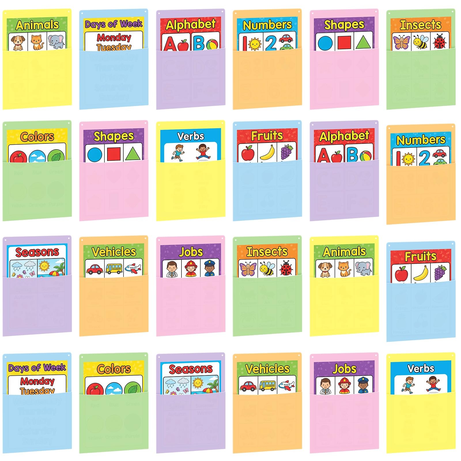 24 Pcs Macaron Color Oversized Wall Pockets 12.6" x 9.4" Inches Hanging Wall ...