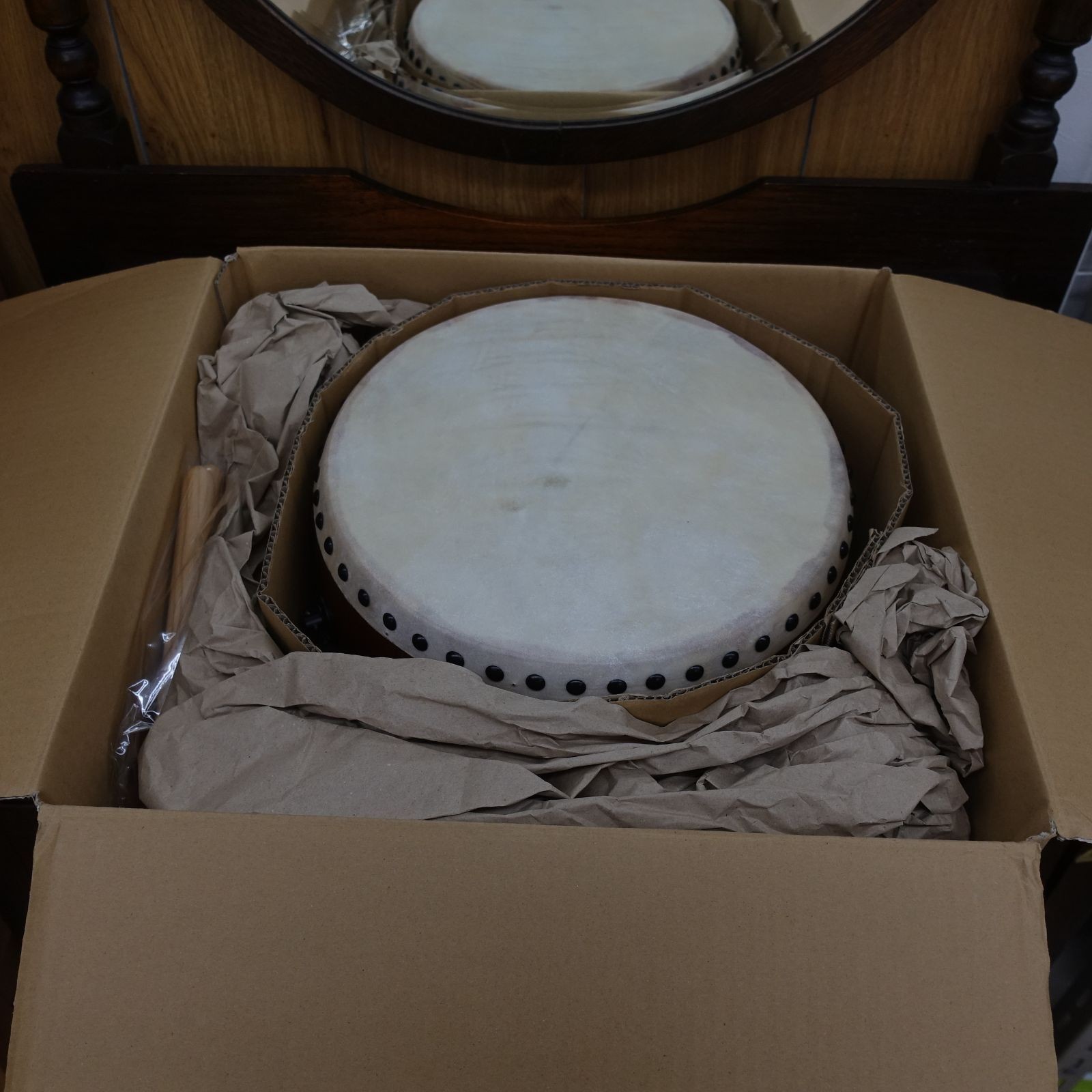 Japanese Taiko Drum Wadaiko KP-1980 Rubber Wood w/ Stand & Sticks Brand New