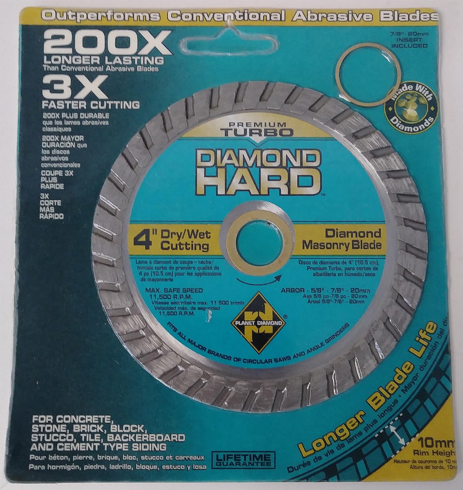Planet Diamond 4" Turbo Diamond Masonry Blade 21104020