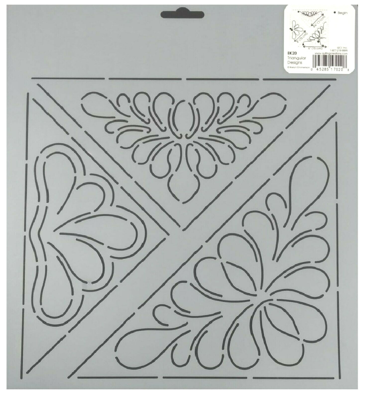 2 Triangular Quilting Scroll Motif Quilt Stencils Feather Block Designs Template